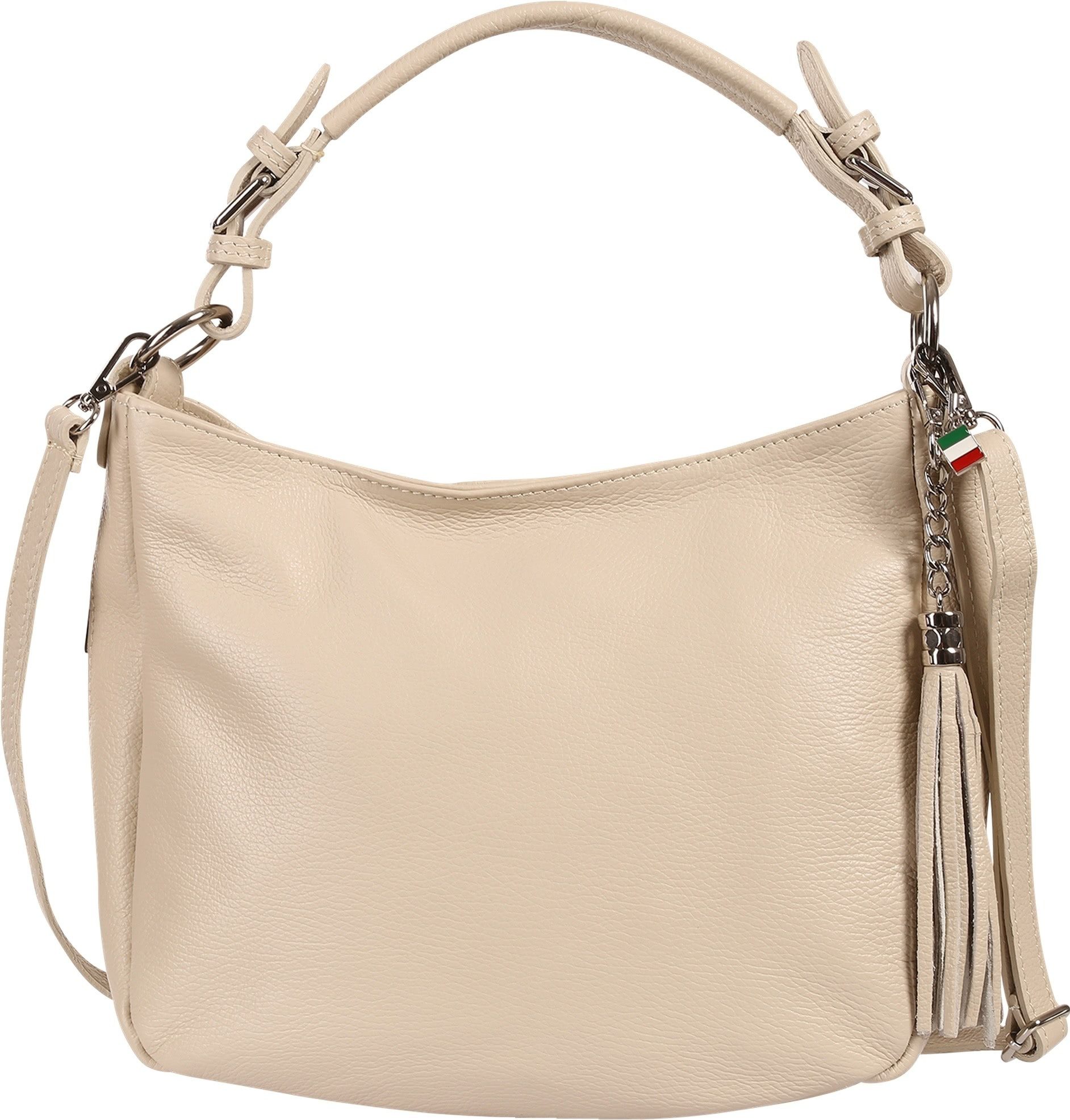 Schultertasche Florence Echtleder Hobo Bag Damen beige