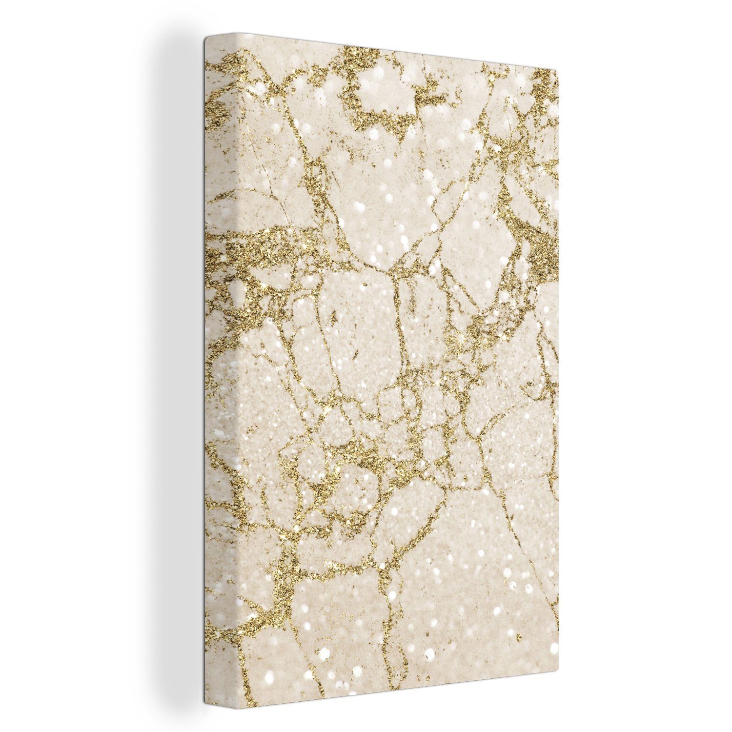 OneMillionCanvasses® Leinwandbild Marmor - Gold - Glitter, (1 St), Leinwandbild fertig bespannt inkl. Zackenaufhänger, Gemälde, 20x30 cm bunt