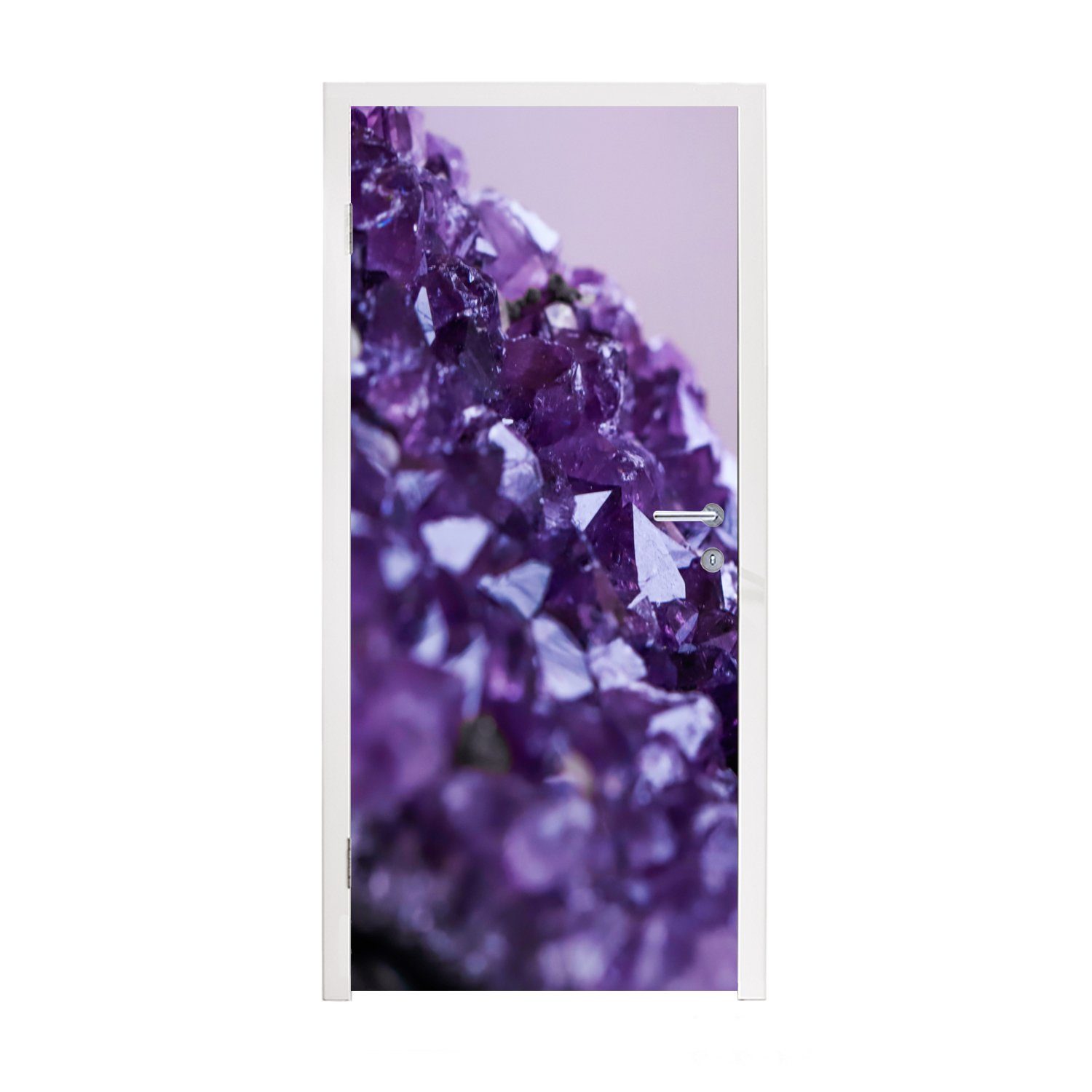 MuchoWow Türtapete Nahaufnahme eines violetten Amethysten, Matt, bedruckt, (1 St), Fototapete für Tür, Türaufkleber, 75x205 cm