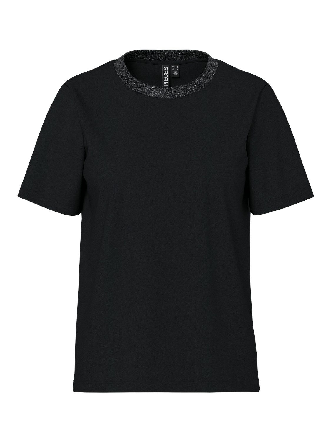 pieces Kurzarmshirt PCRIA SS LUREX NECK TEE JRS NOOS BC mit Glitzerdetail