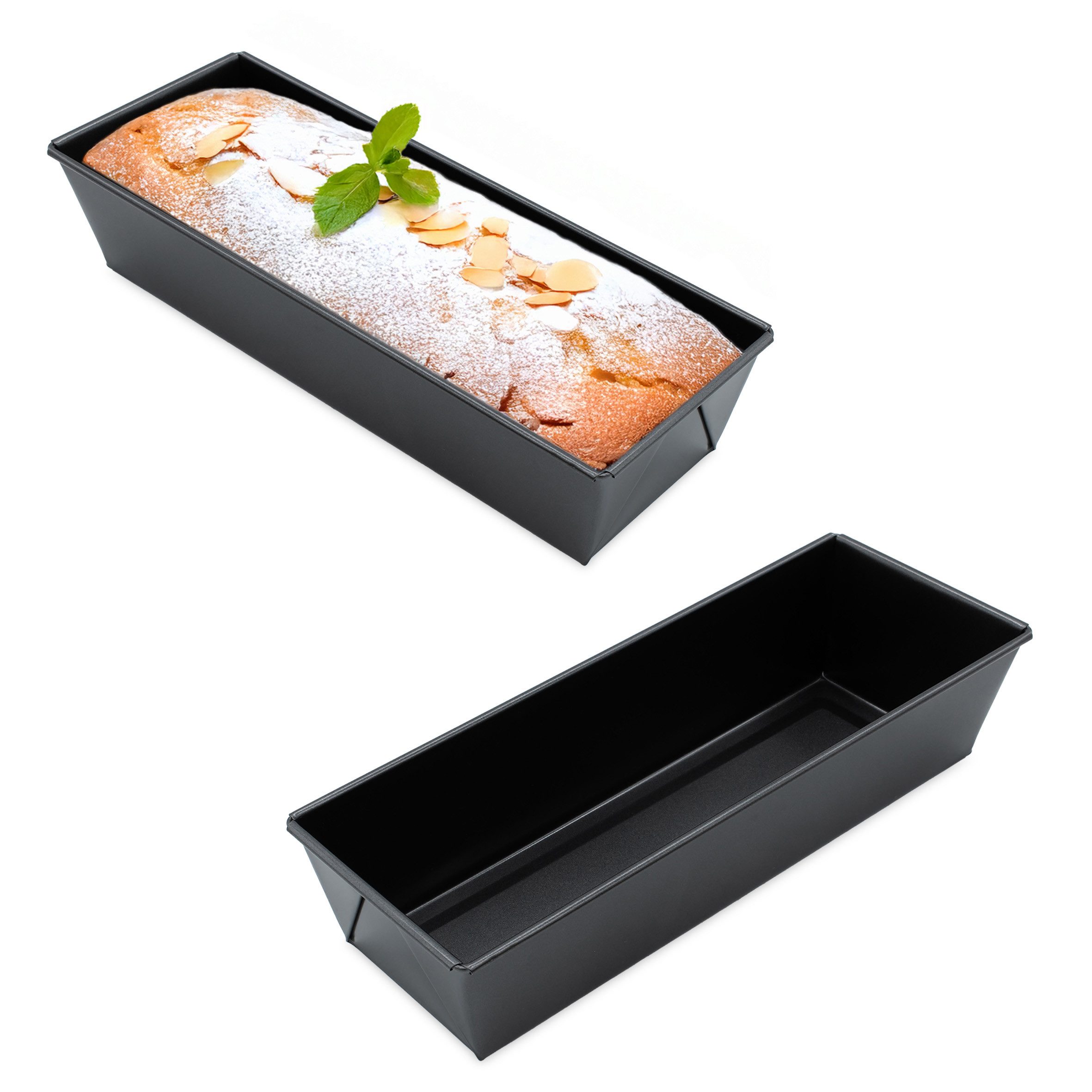 Spetebo Backform Sets grau mit Antihaftbeschichtung, (Kastenform 2er Set), Königskuchen Backform - 31 cm