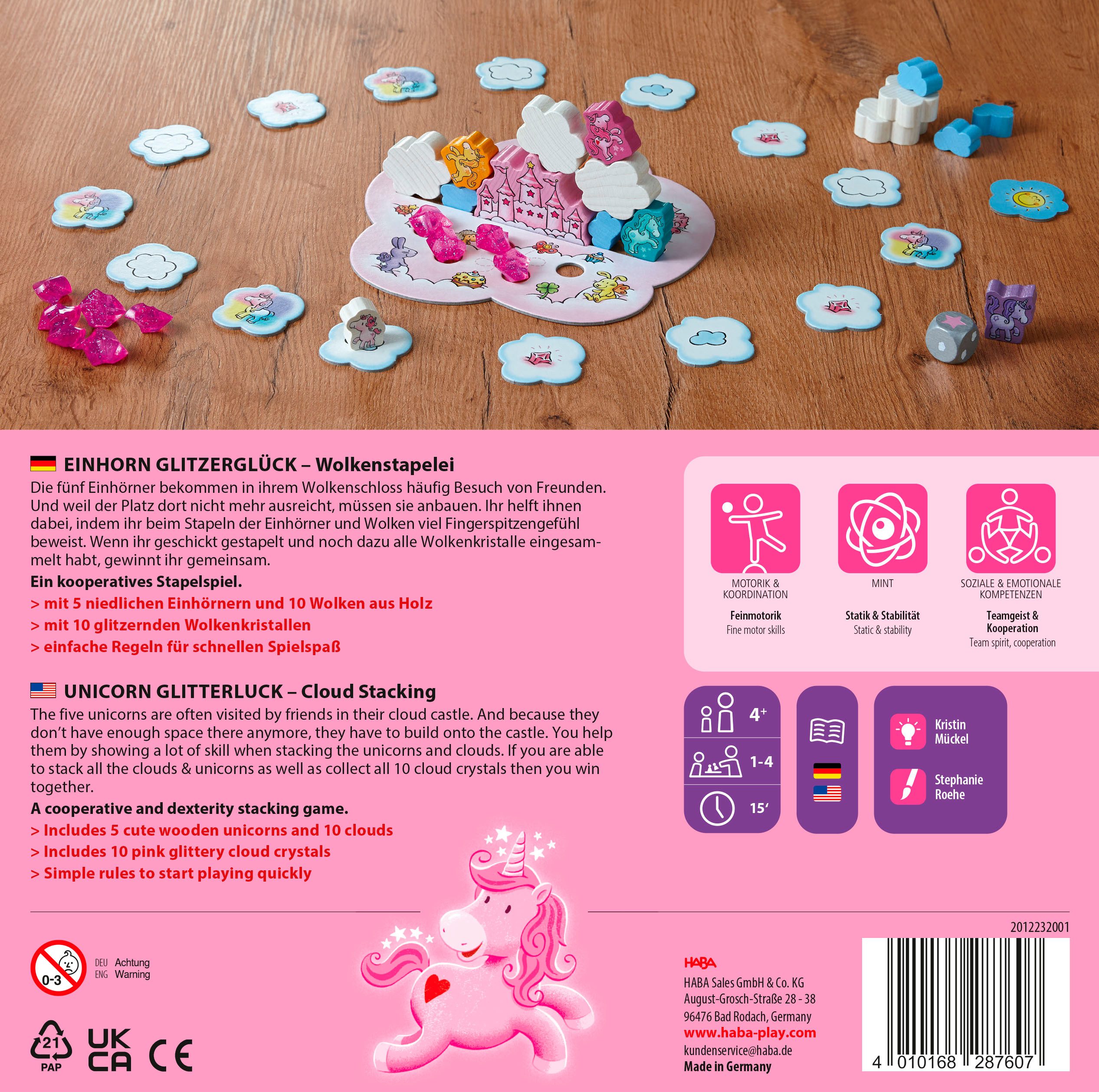 Haba Spiel Einhorn Glitzerglück - Wolkenstapelei, Stapelspiel