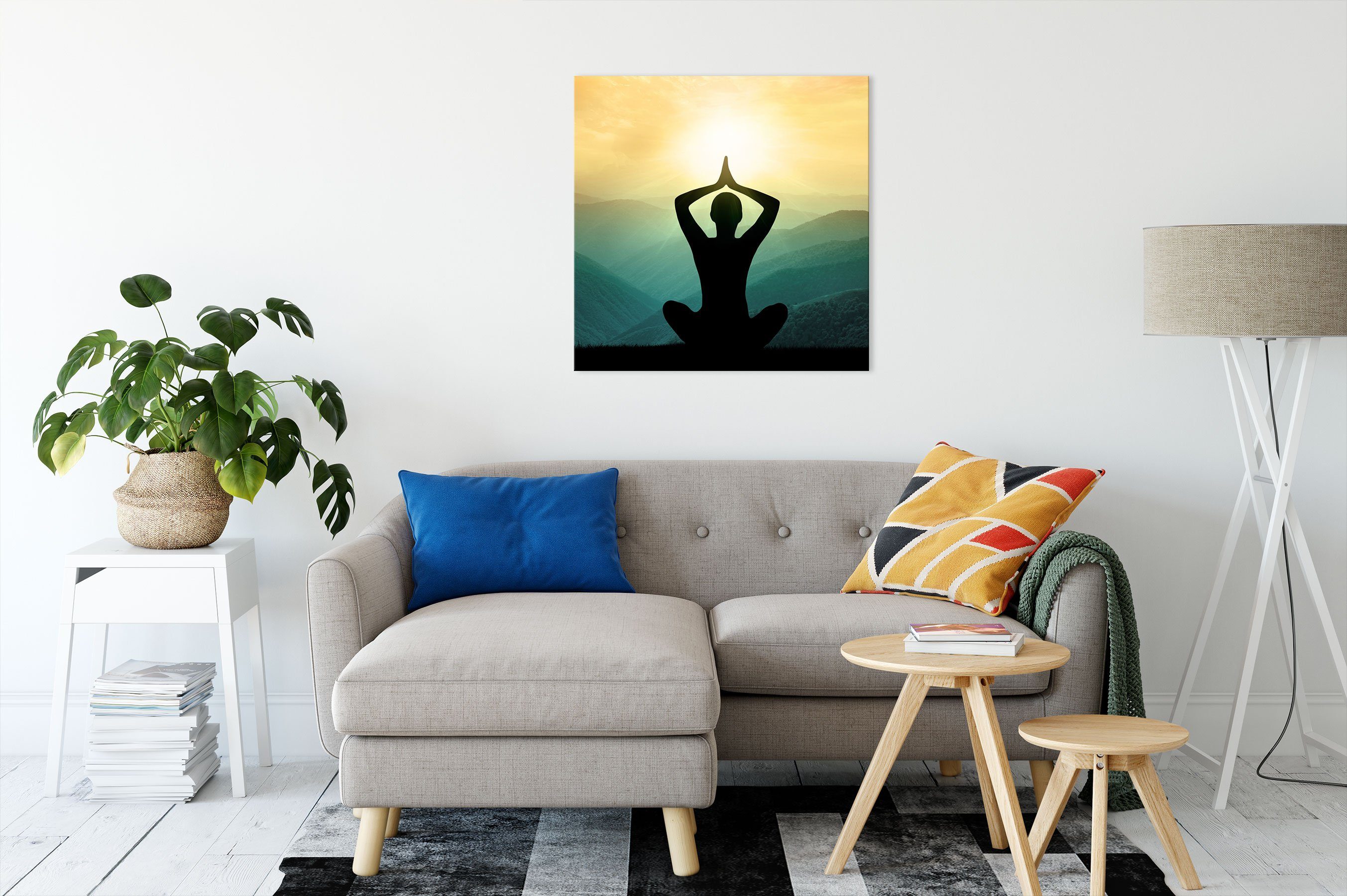 Yoga (1 Leinwandbild und Meditation Meditation, St), bespannt, Pixxprint fertig Leinwandbild Zackenaufhänger und Yoga inkl.