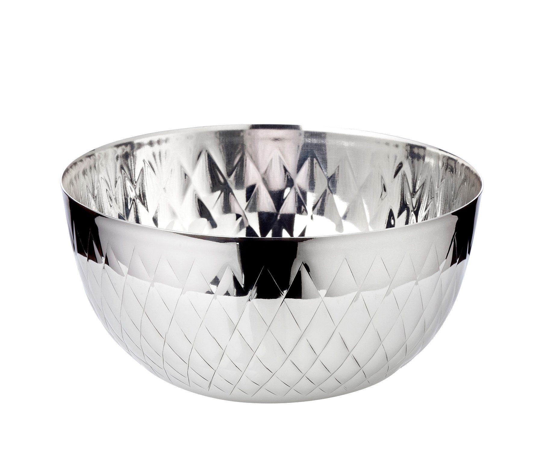 EDZARD Servierschale Ponza, Edelstahl, 2er-Set, Silber-Optik, hochglanzpoliert, gemustert, H 10 cm, Ø 15 cm