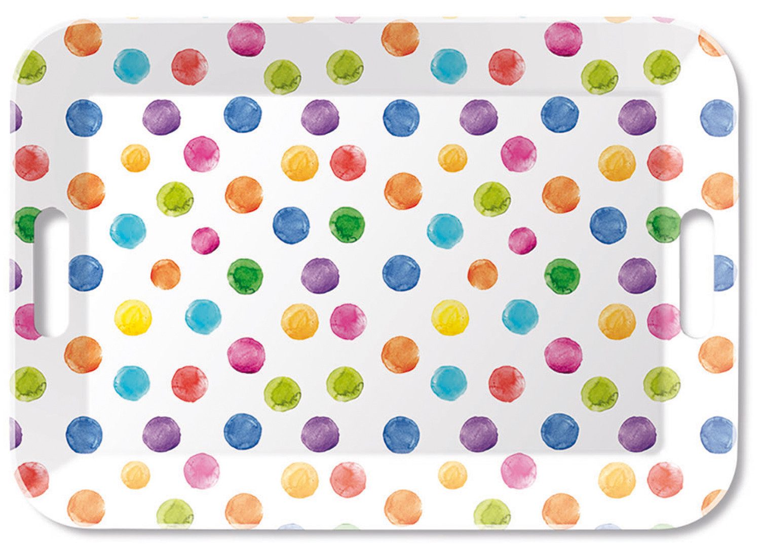 Ambiente® Tablett Polka Dots, Melamin, (1-tlg., 1-teilig), Serviertablett Küchentablett mit Griffen 33x47x2,5cm aus Melamin