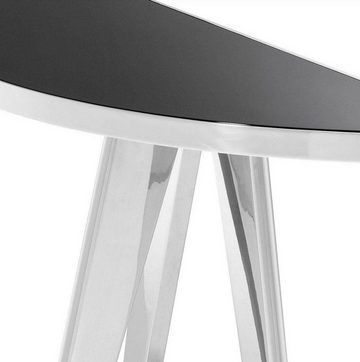 Casa Padrino Beistelltisch Luxus Beistelltisch Silber / Schwarz 100 x 35 x H. 81 cm - Edelstahl Tisch mit Glasplatte - Luxus Möbel