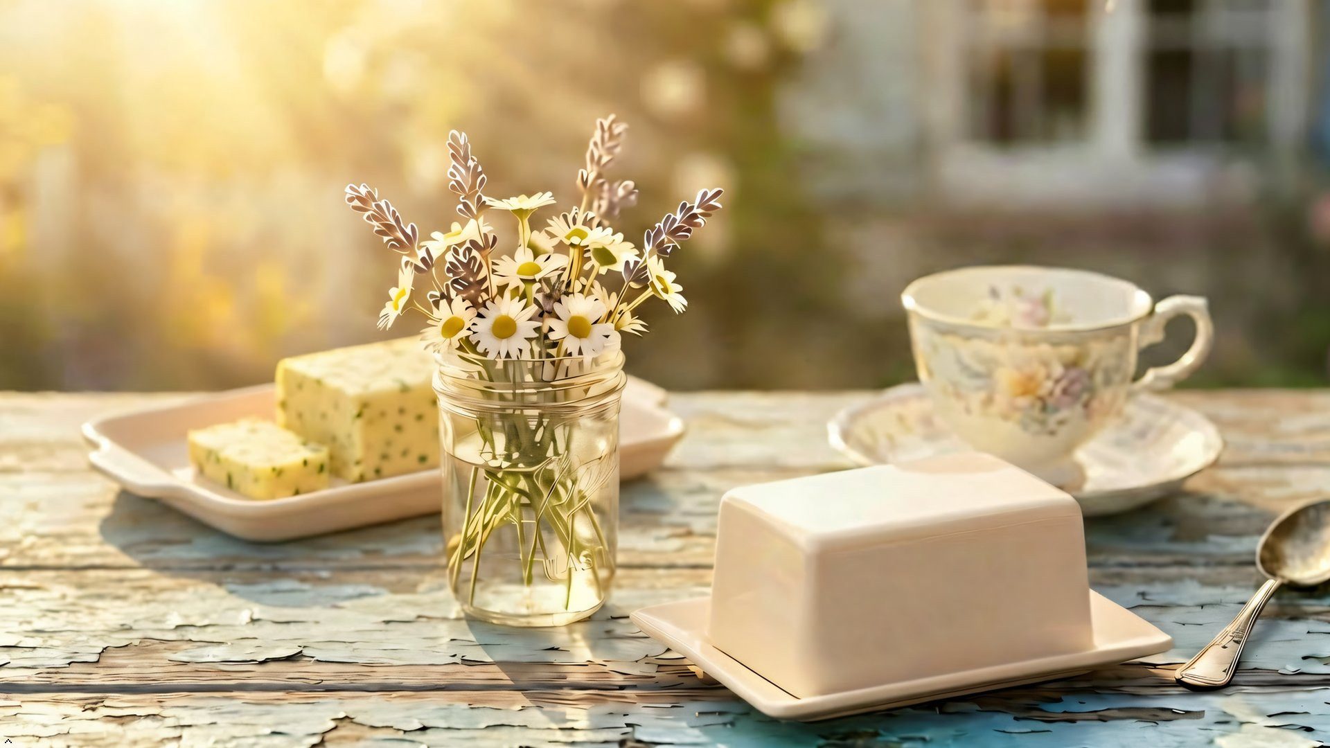 Maxwell & Williams Butterdose Butterbrüder Copenhagen Landhaus Küche, halbe Butterdose 125 gr, (Deckel + Schale), Porzellan Butterglocke klein, 125 Gramm, cozy altweiß mini, Frühstück