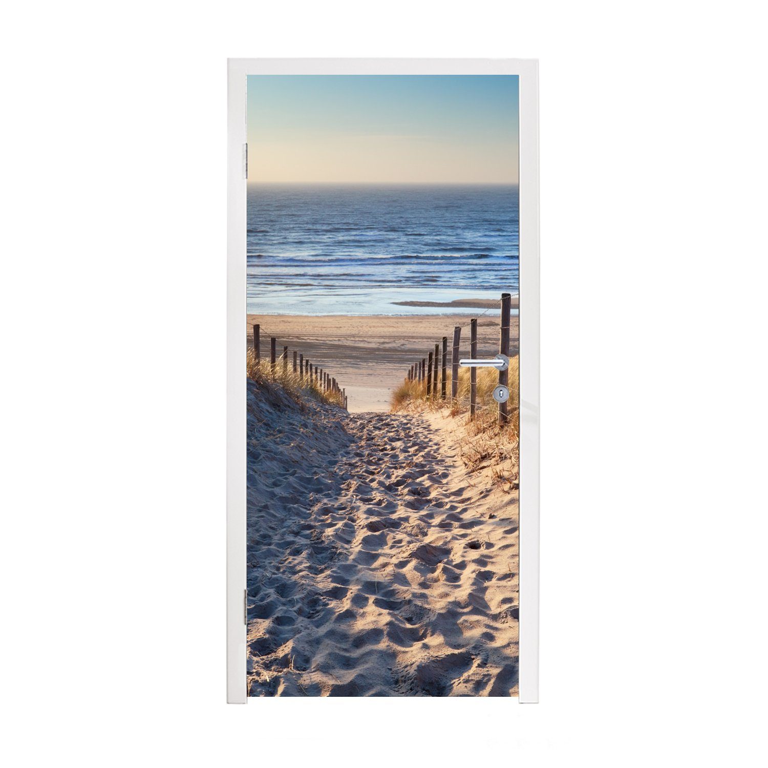 Meer Sommer, - - Tür, Strand St), - cm MuchoWow Matt, Düne Sand - 75x205 (1 Türaufkleber, bedruckt, Türtapete Fototapete für