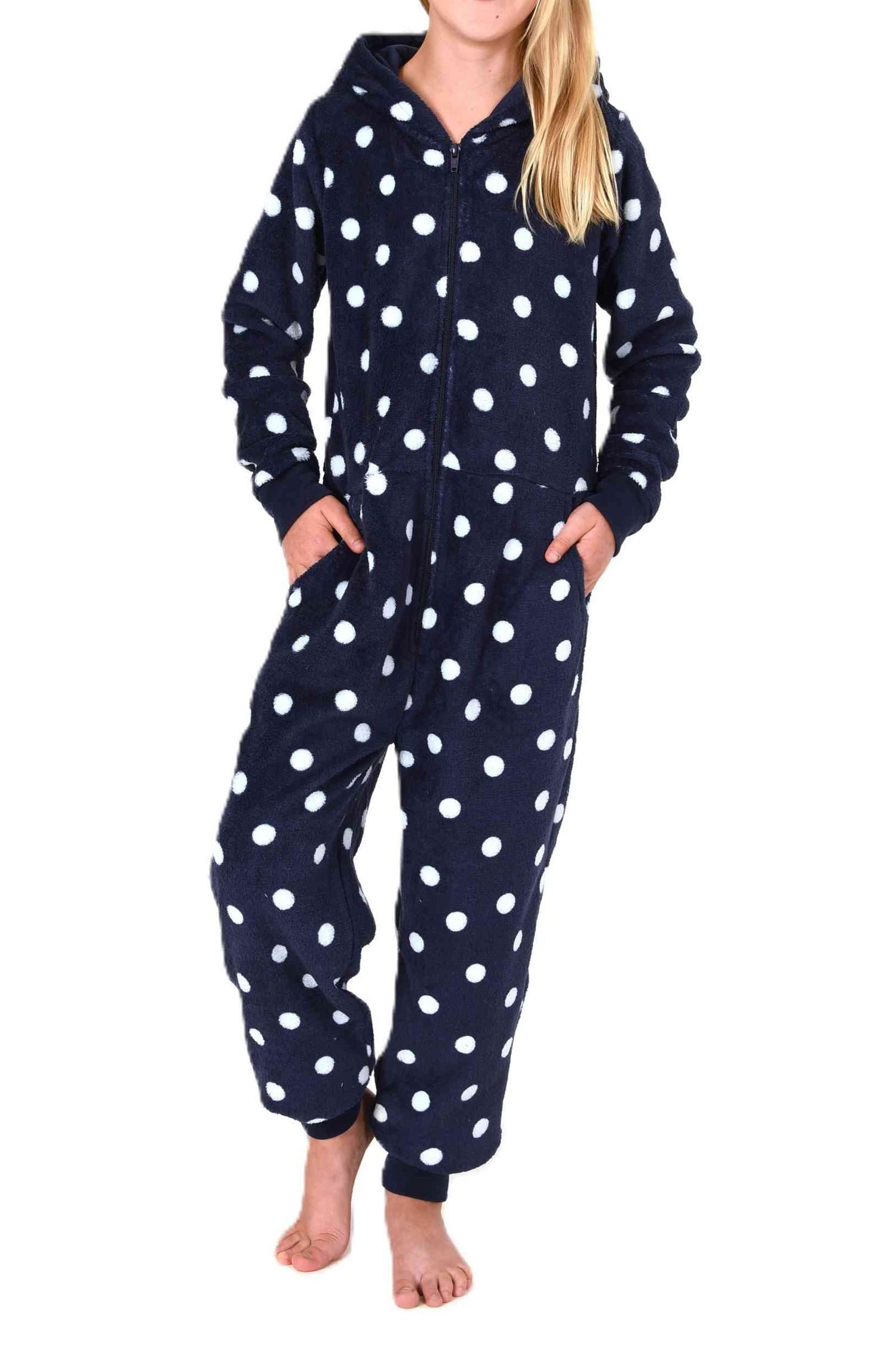 Pyjama Normann Mädchen Jumpsuit Schlafanzug Overall aus Coralfleece