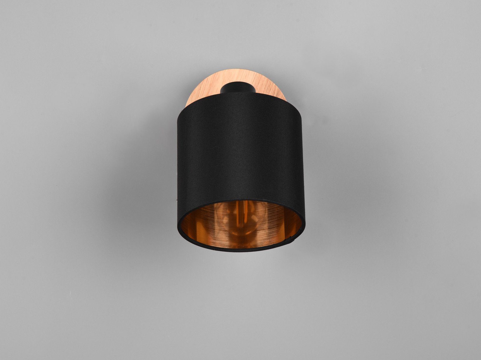 LED Holz-lampe 19cm Treppenhaus Dimmfunktion, Wand-lampe innen, Nachttisch, Wandstrahler, klein-e Holz-Schwarz-Gold meineWunschleuchte Warmweiß, wechselbar, LED Höhe