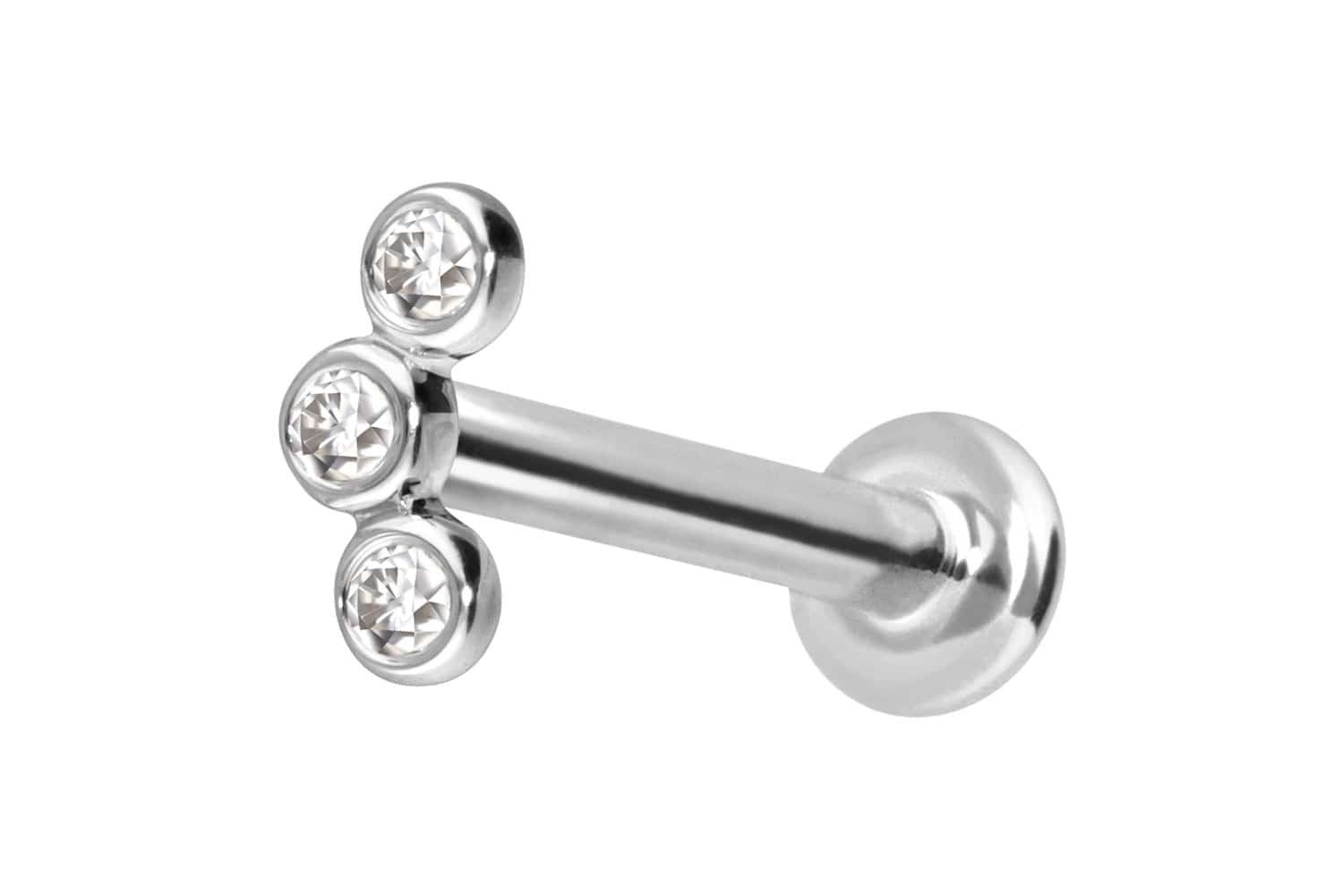 Piercing-Set 14 Karat Gold Labret mit Innengewinde MOISSANIT-BOGEN