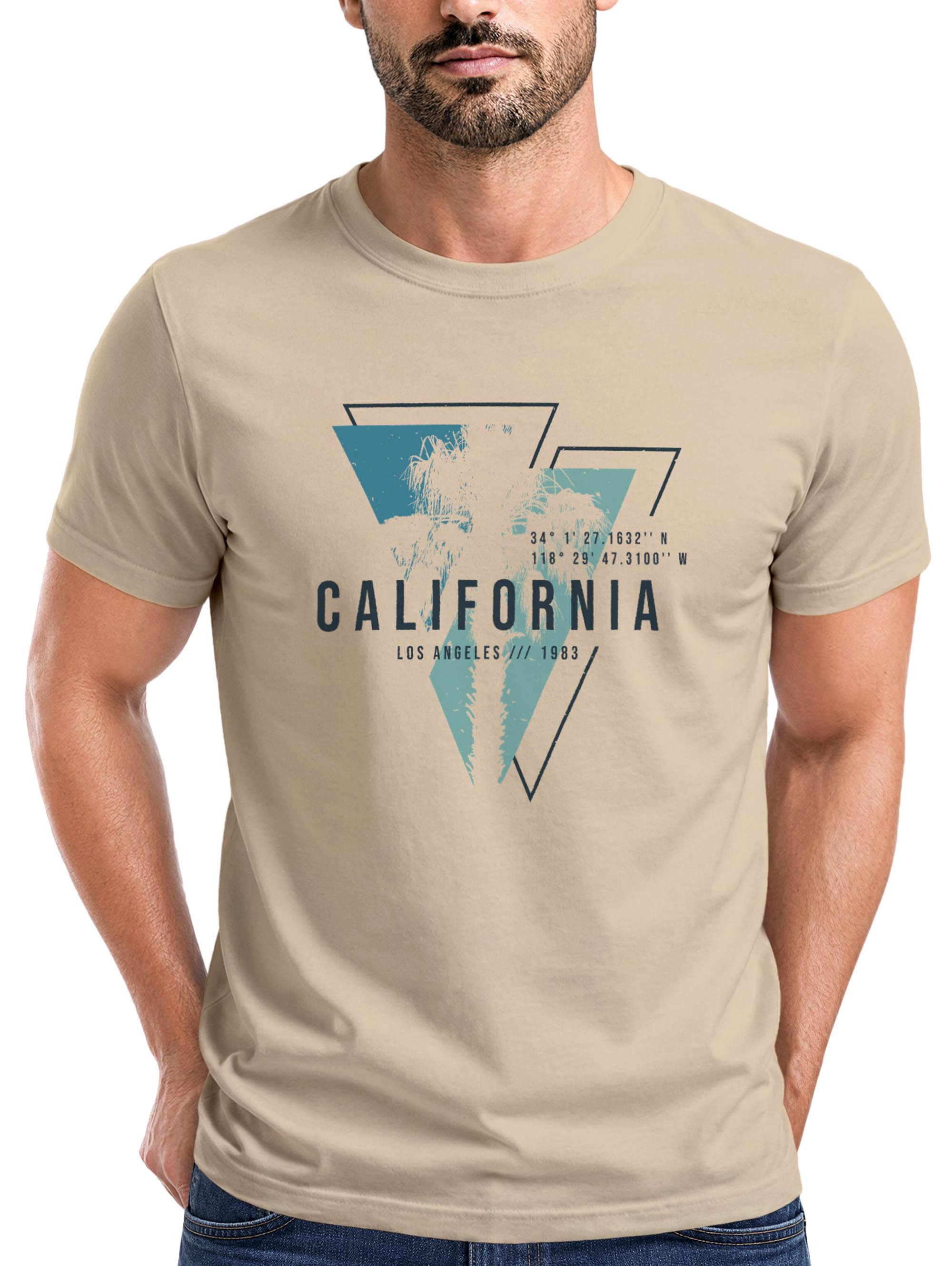 Print-Shirt Herren T-Shirt California Los Angeles Surfing Motiv Sommer Fashion