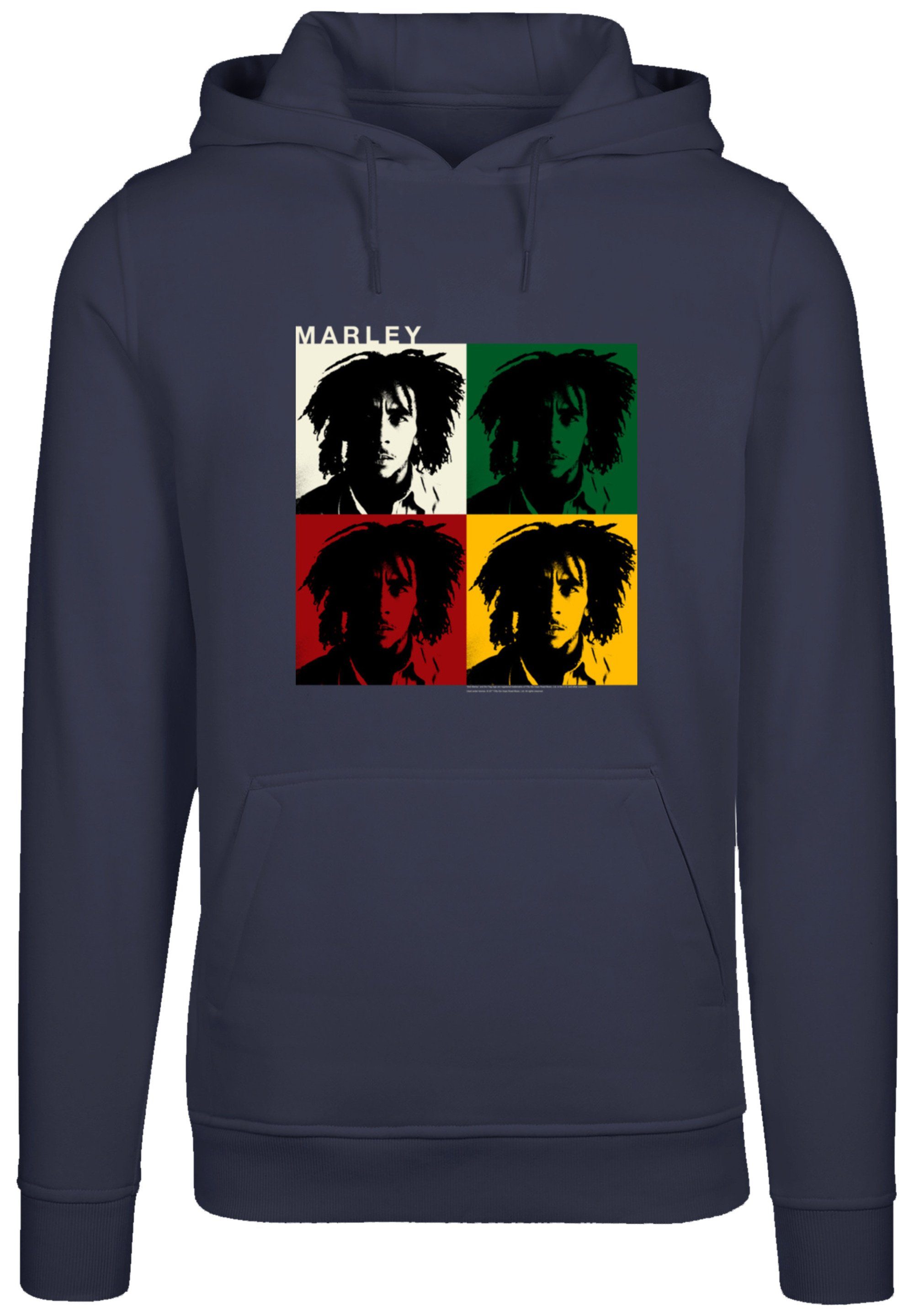 Blocks Hoodie Marley navy Band, F4NT4STIC Logo Colour Bob Qualität, Premium Reggae Music