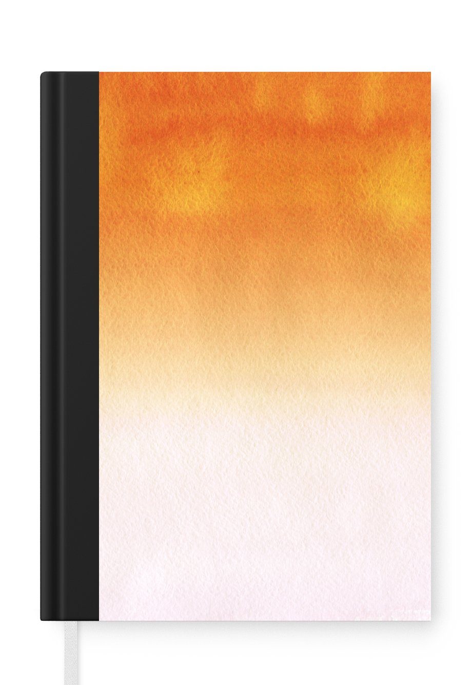MuchoWow Notizbuch Aquarell - Orange - Weiß, Journal, Merkzettel, Tagebuch, Notizheft, A5, 98 Seiten, Haushaltsbuch
