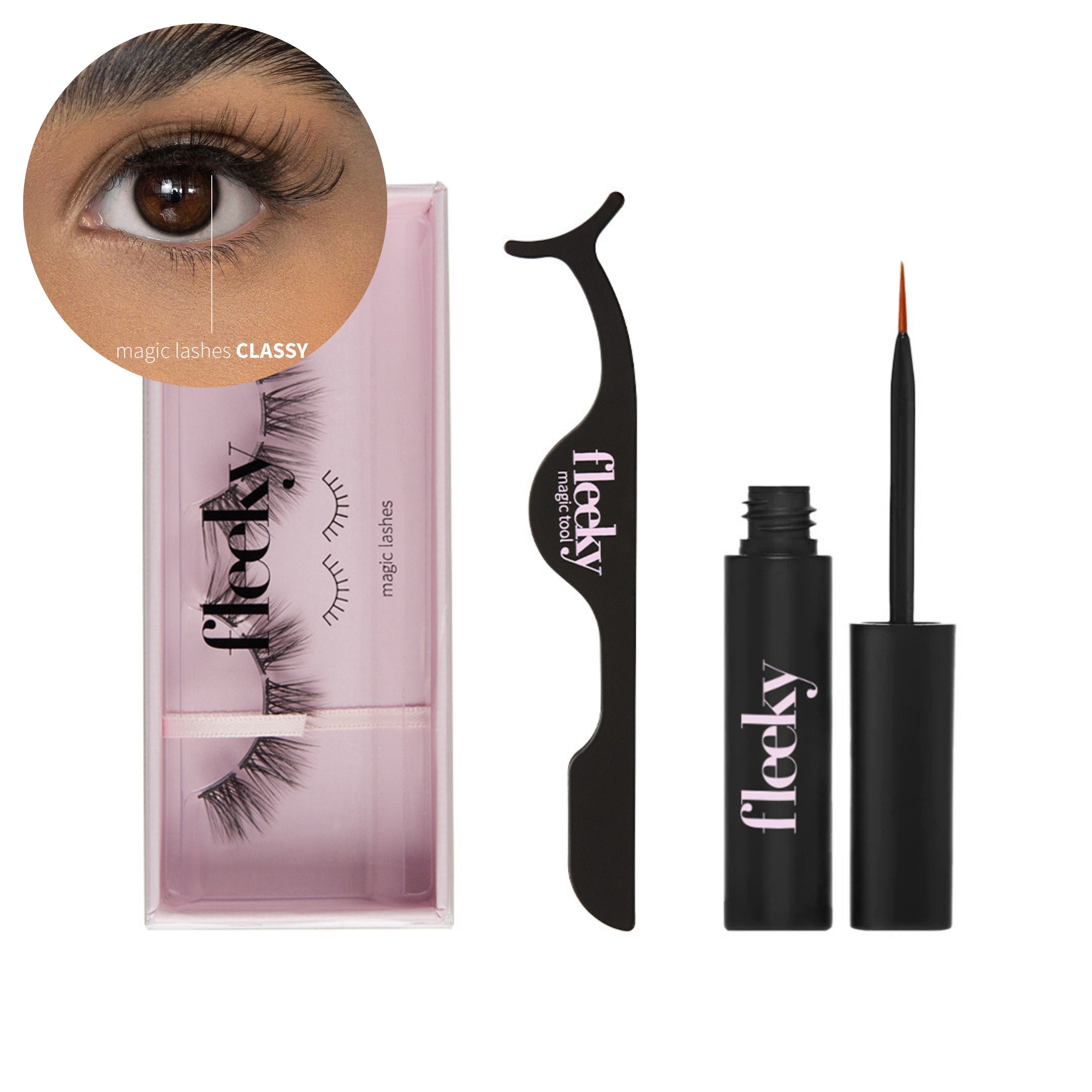 fleeky Bandwimpern fleeky Magic Lashes Classy - künstliche Wimpern, spar- set, vegane Wimpern mit natürlichem Schwung bis zu 20× wiederverwendbar