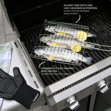 bremermann Grillguthalter Fischgriller 3fach // Edelstahl // ca. 59 x 27,5 cm // Fischbräter