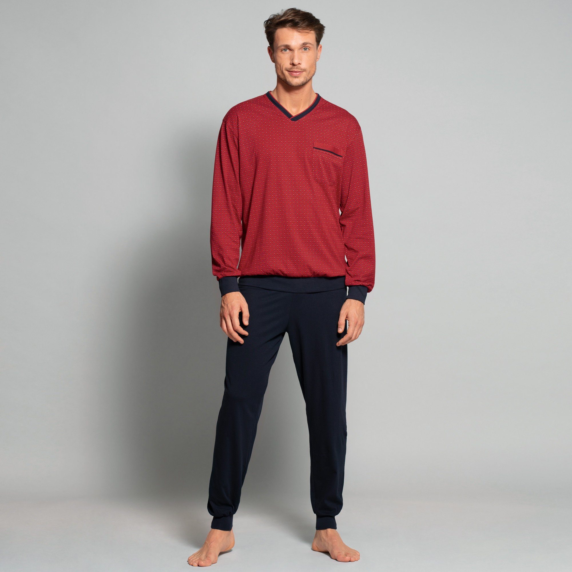 GÖTZBURG Pyjama Herren-Schlafanzug Single-Jersey gemustert günstig online kaufen