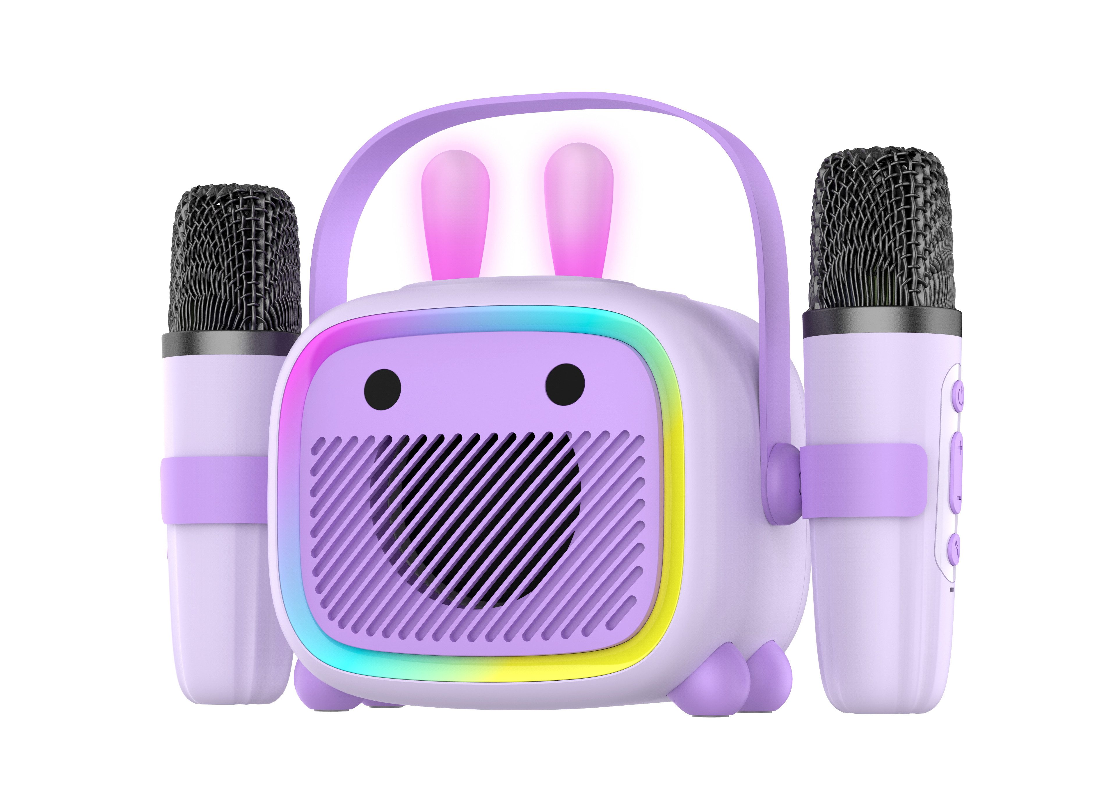BBG Karaoke-Set für Kinder mit kabellosem Mikrofon & lustigem Design Karaoke-Maschine (5 W, Tragbarer Bluetooth-Lautsprecher mit Lichtshow und Stimmverzerrer)