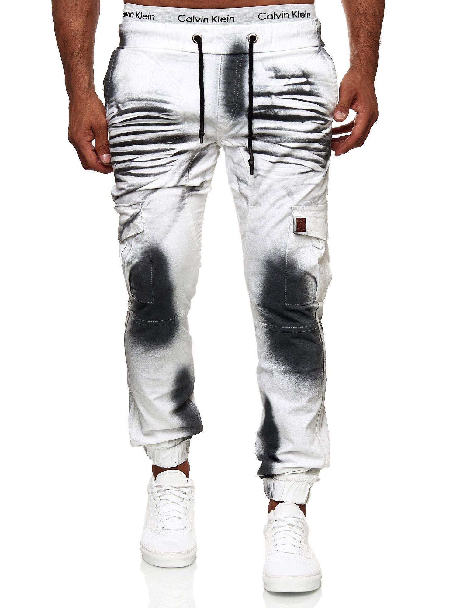 OneRedox Straight-Jeans 3301CS (Chino Cargohose Streetwear, 1-tlg) Freizeit Business Casual Dirty White