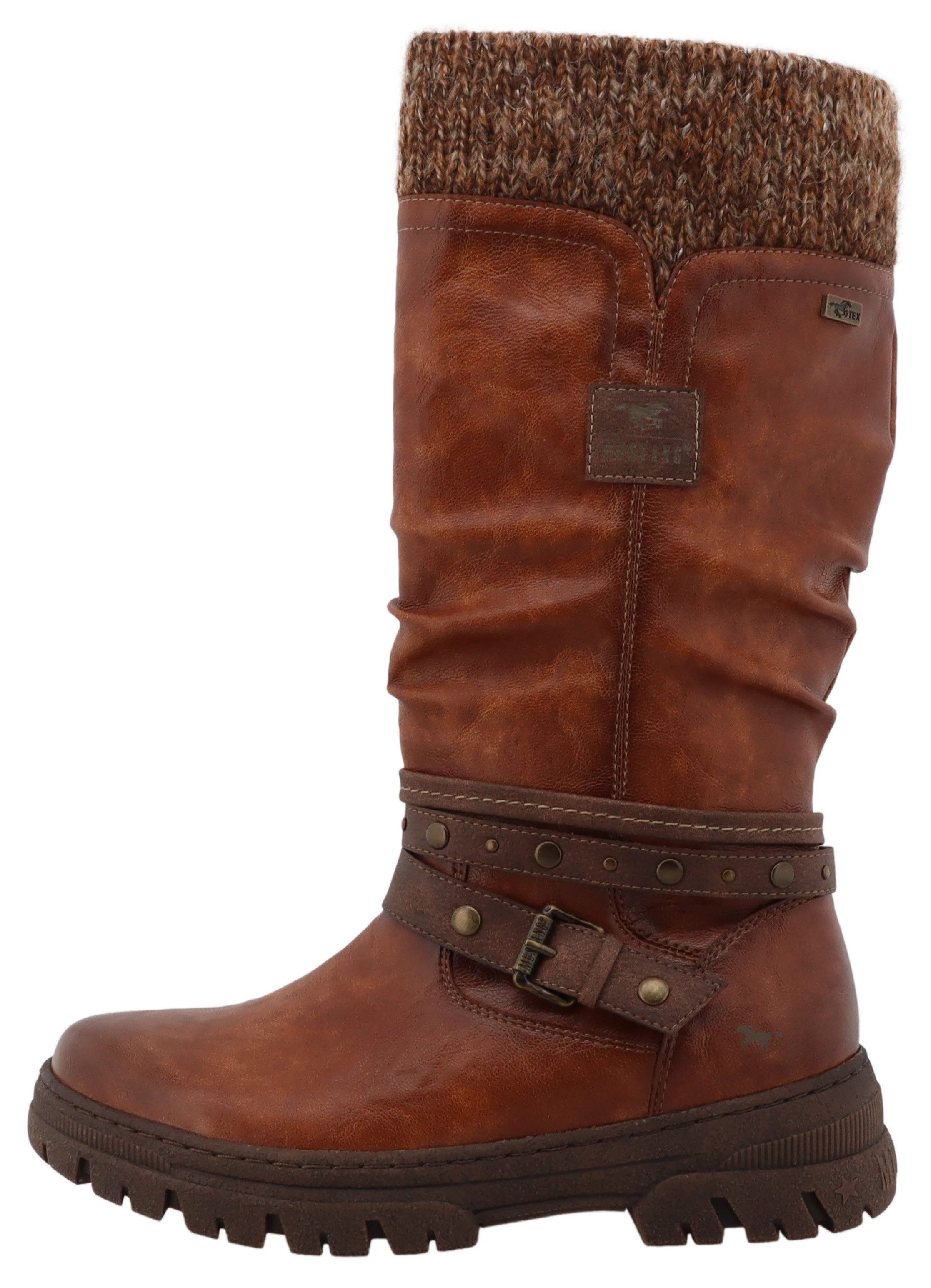 Mustang Shoes Tabitha Winterstiefel Stiefel mit Zierriemchen und Blockabsatz