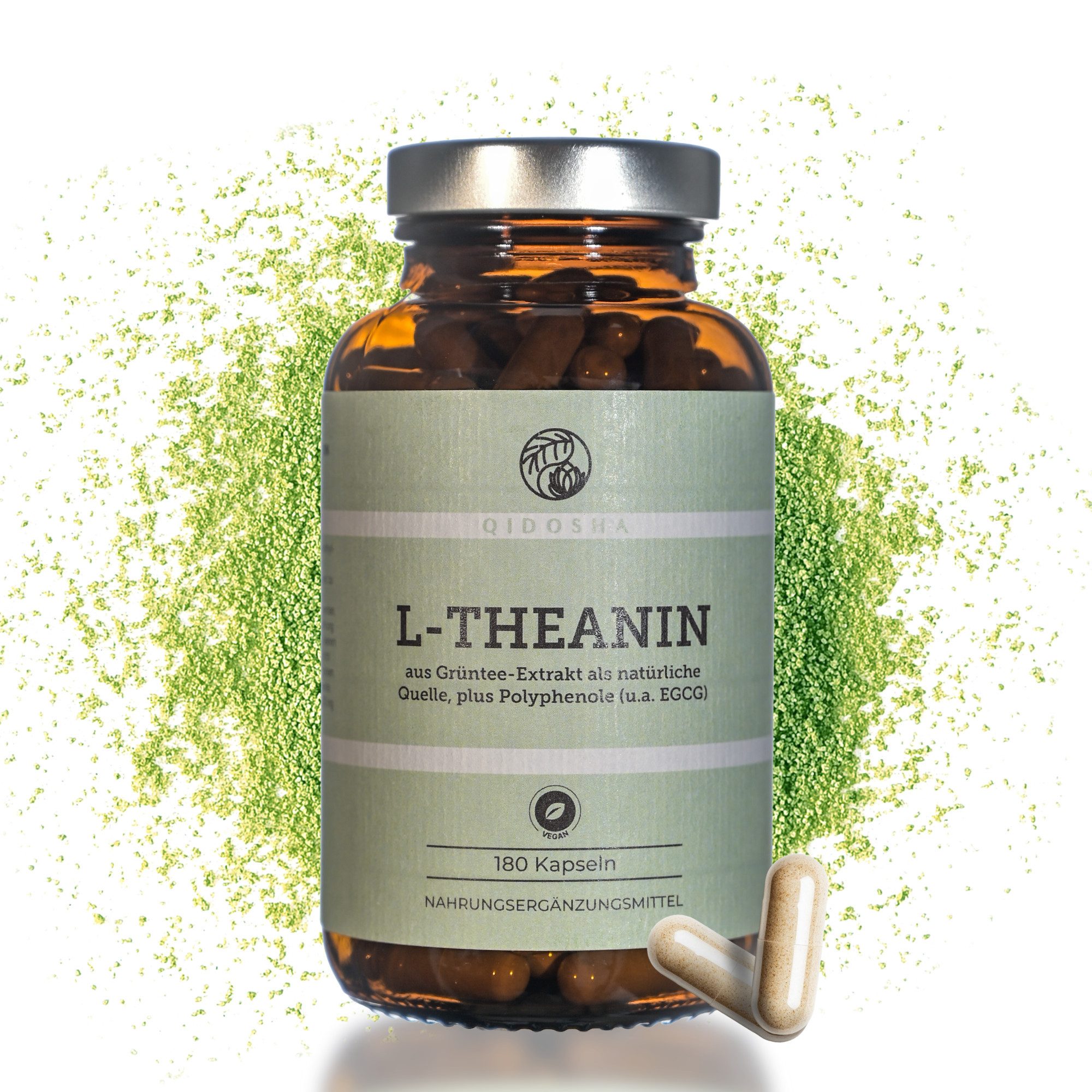 QIDOSHA L-Theanin & EGCG Kapseln Hartkapsel, 1 er 180 St., 107 g, Entkoffeinierter Grüntee-Extrakt mit EGCG