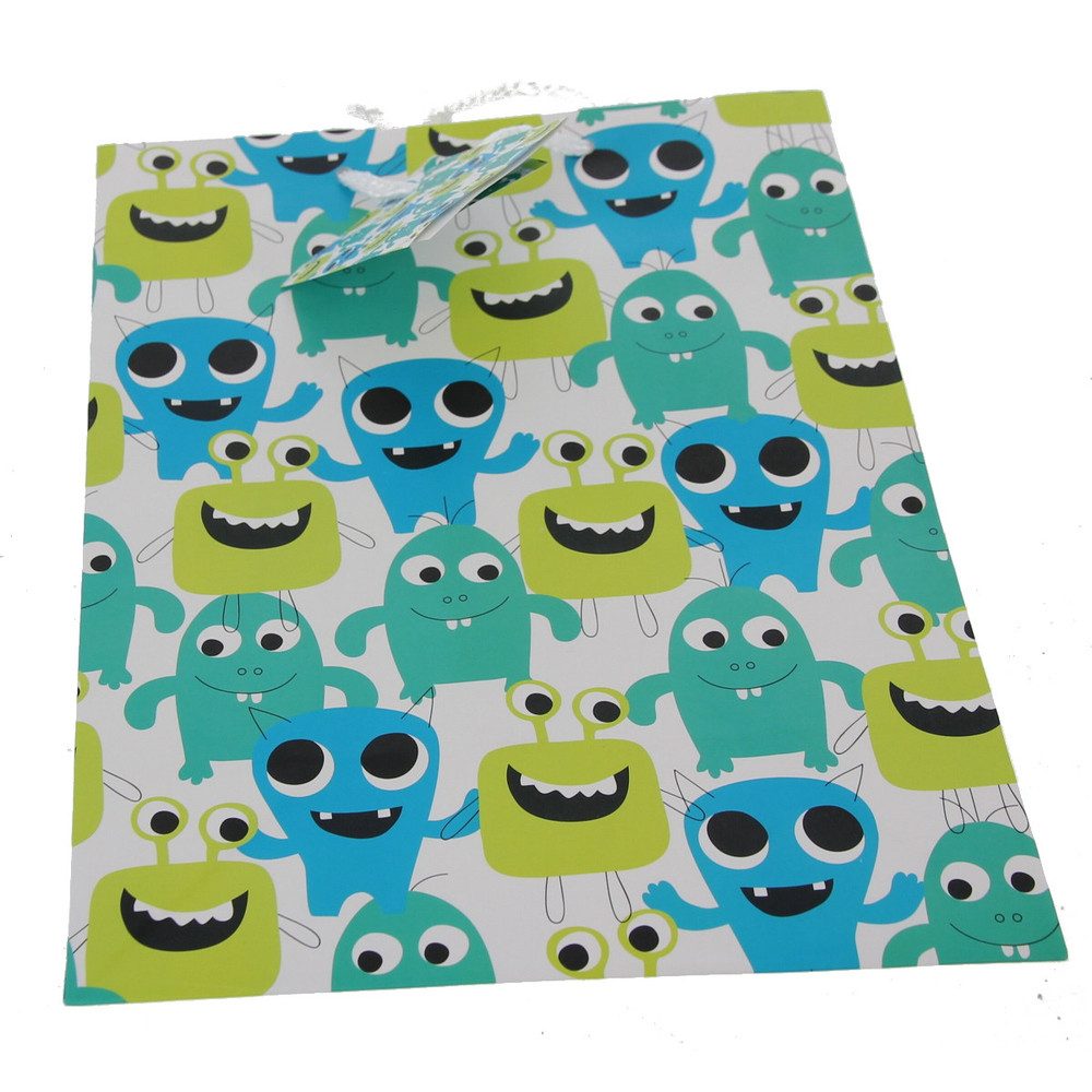 MICA Geschenkbox Geschenktasche Monster - ca. 17,5 x 22,5 x 9,5 cm