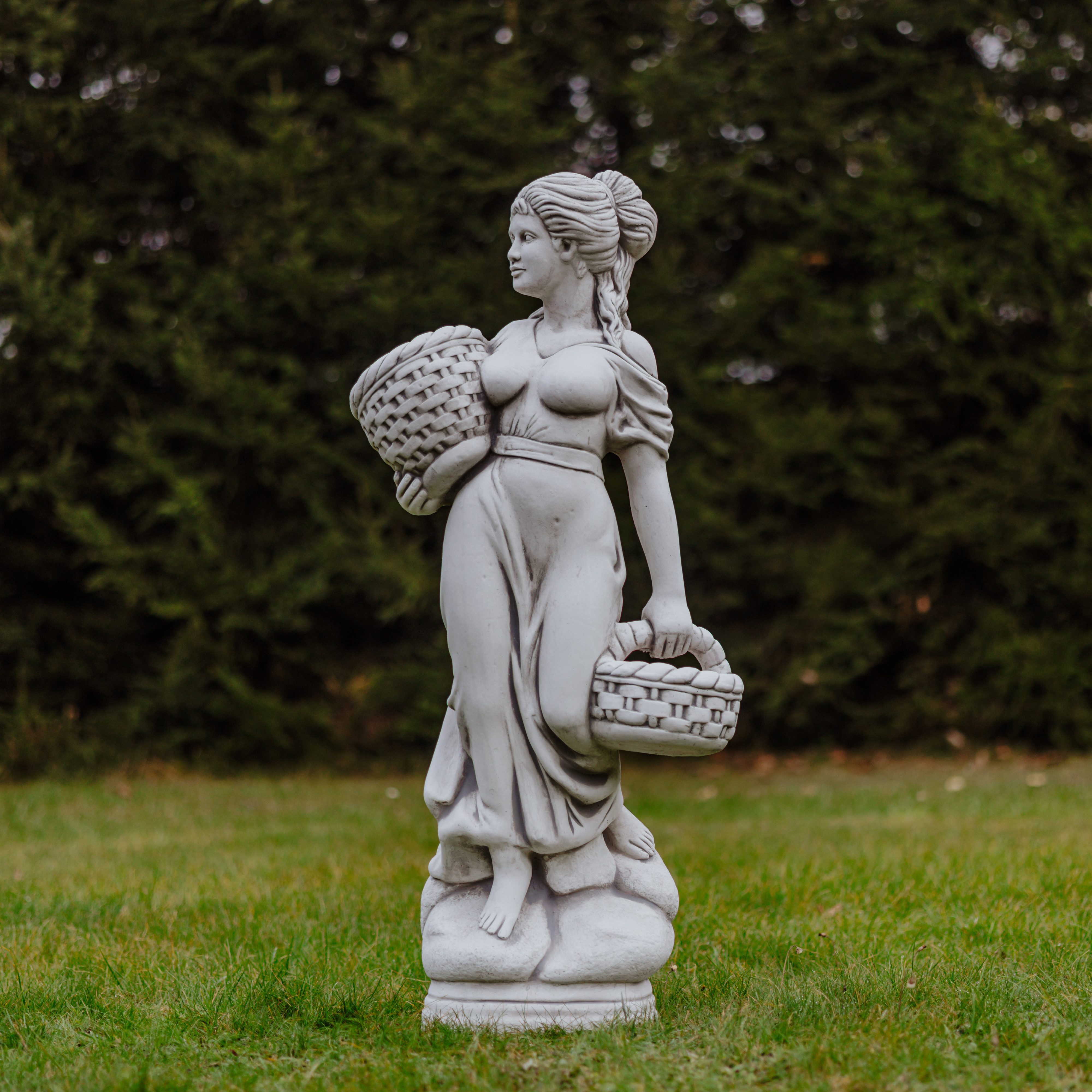 gartendekoparadies.de Gartenfigur Antike Frauenstatue Steinfigur Gartenskulptur 133 cm Steinguss 147, Frostsicher