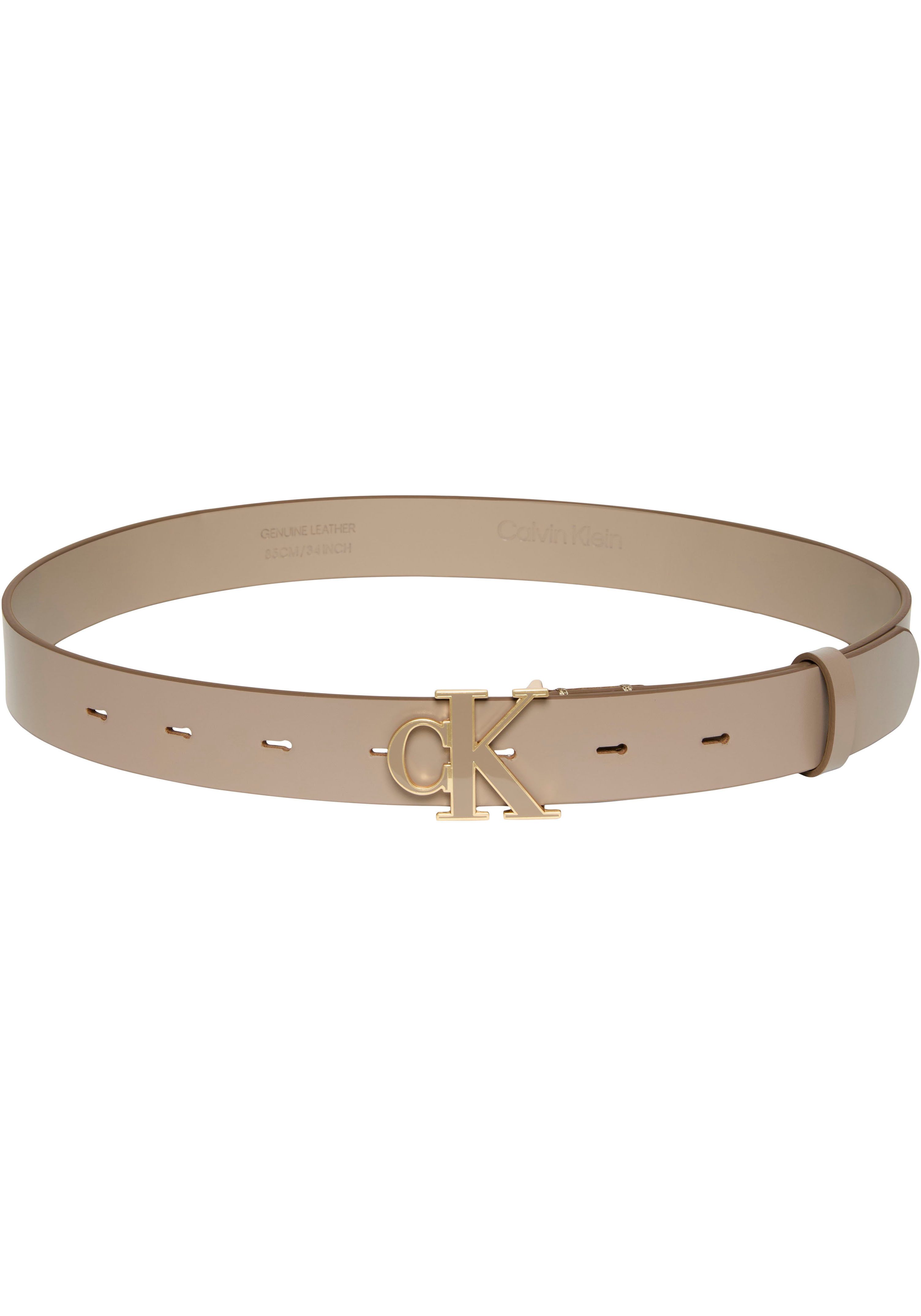 Calvin Klein Ledergürtel ROUND CK BUCKLE 30MM BELT INLAY Größenverstellbar mit Metallschließe