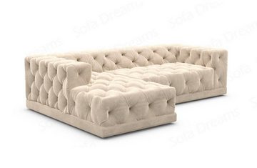 Sofa Dreams Ecksofa Designer Samtstoff Polster Sofa Palma L Form kurz Stoffsofa, Loungesofa, Chesterfield Stil