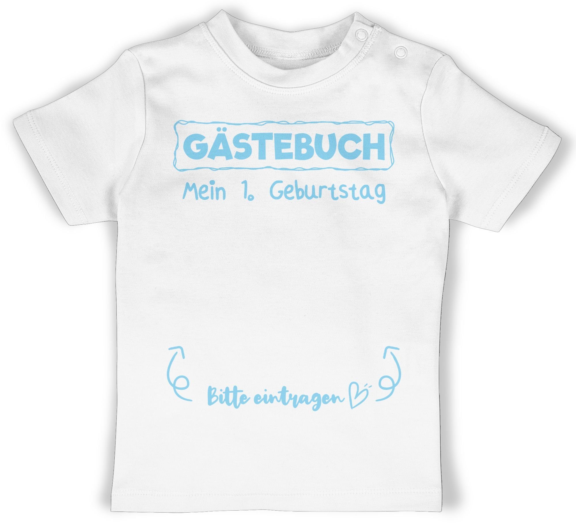 Shirtracer T-Shirt Gästebuch Mein erster Geburtstag blau 1. Geburtstag 1 Weiß