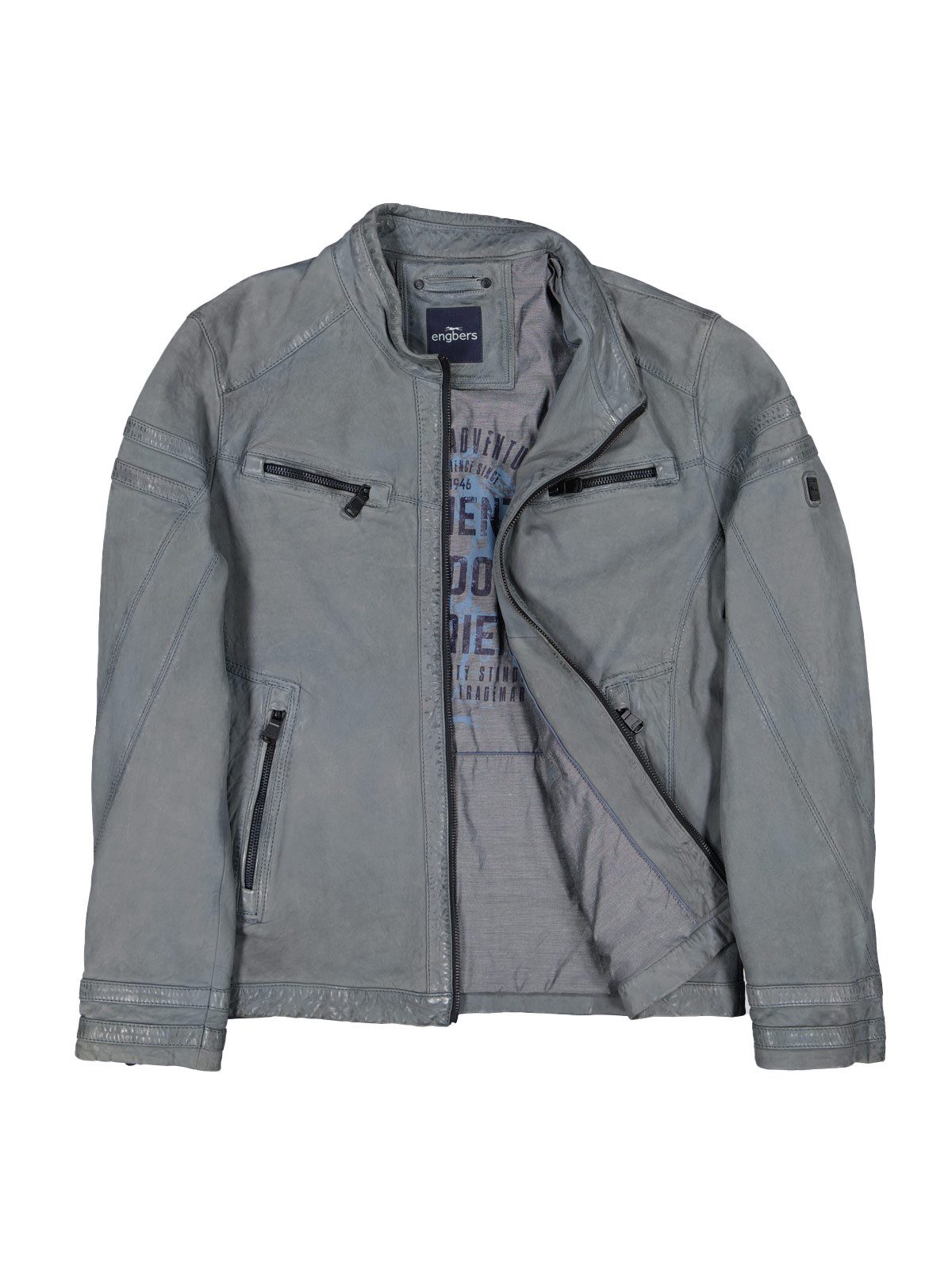 Lederjacke Herren Lederjacke regular, Taubenblau