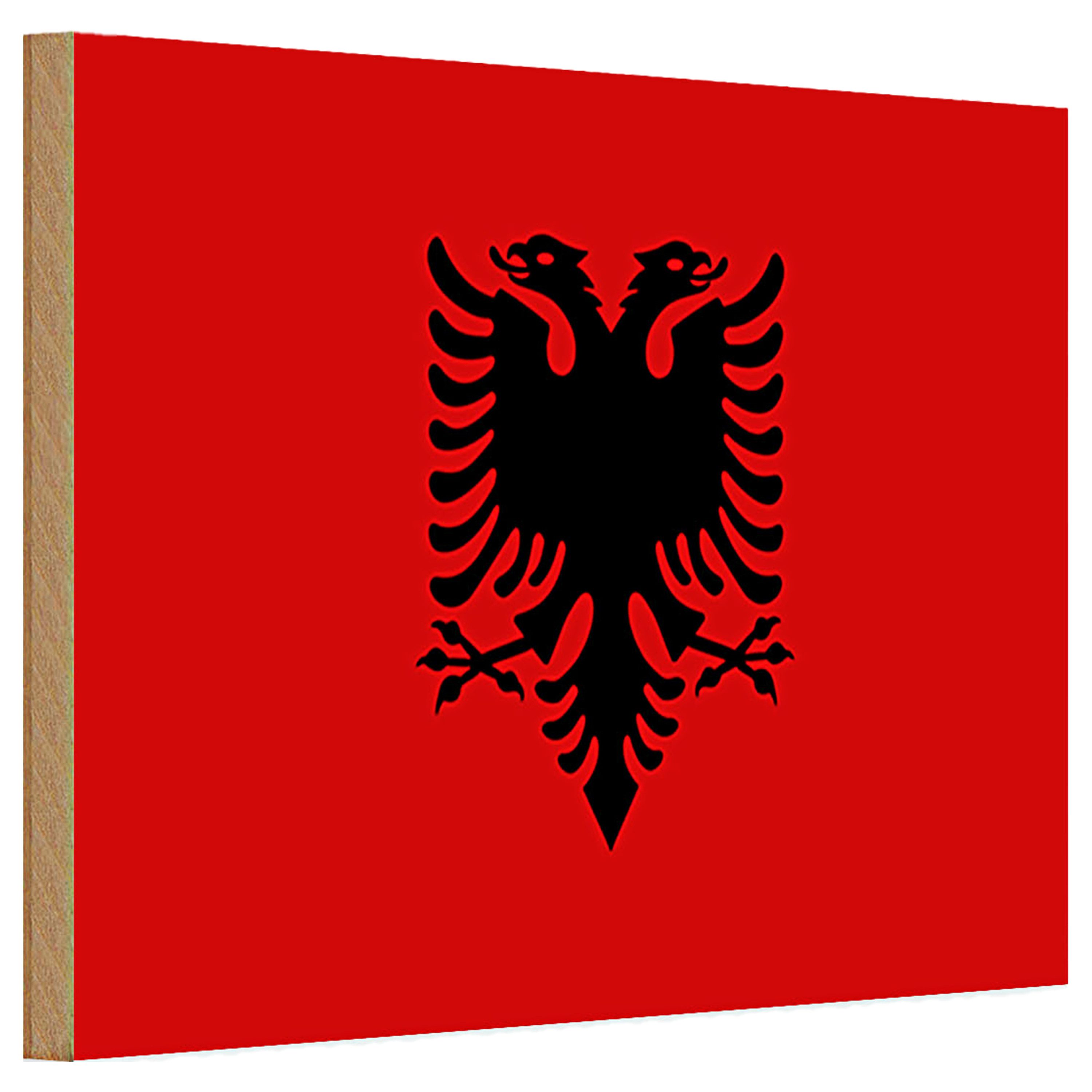 Roomando Holzbild Holzschild Flagge Albanien 30x20cm Flag of Albania