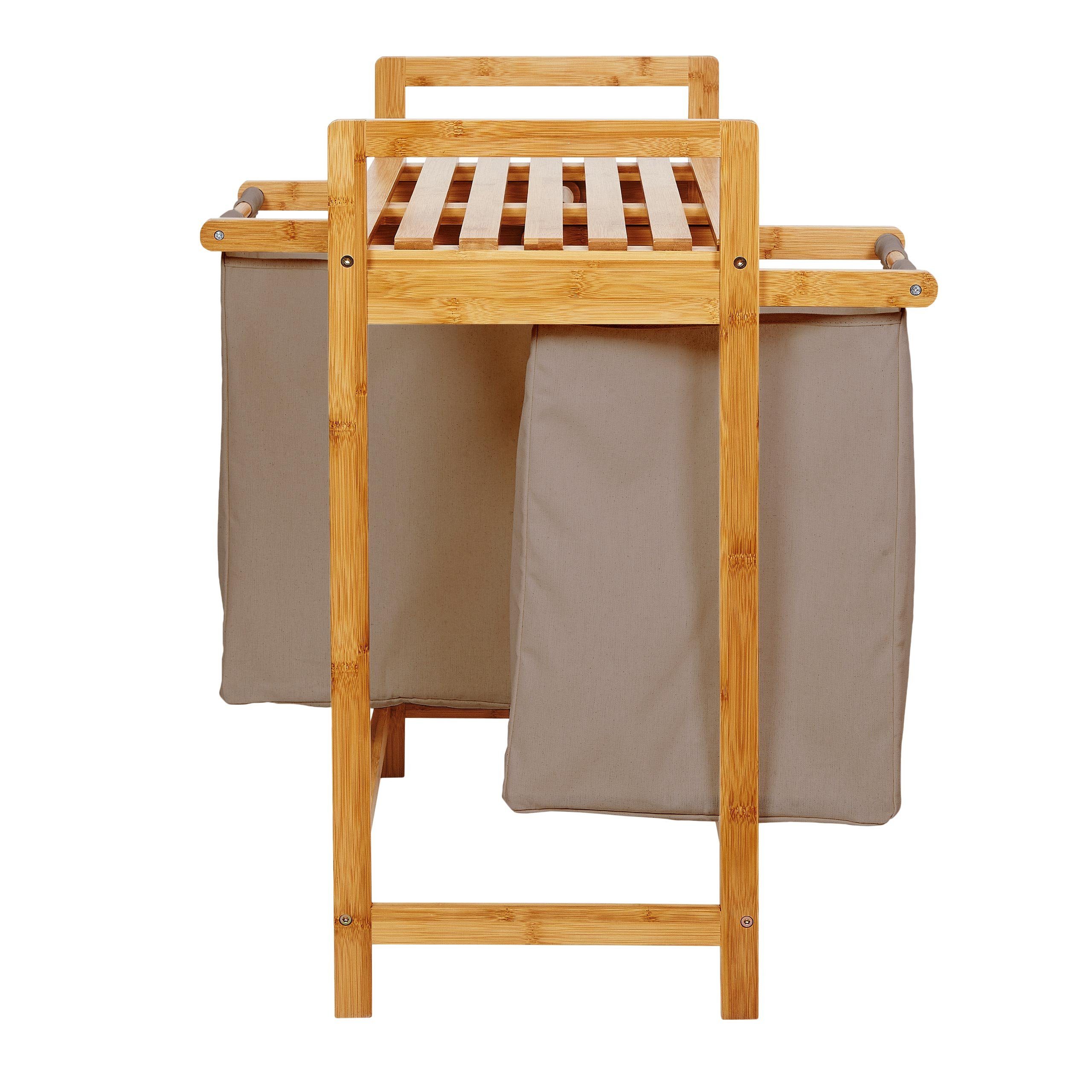 Lumaland Wäschekorb »Wäschekorb aus Bambus« (Bambuswäschekorb mit 2  Wäschesäcken), mit 2 ausziehbaren Wäschesäcken, ca. 73 x 64 x 33 cm Grau  online kaufen | OTTO