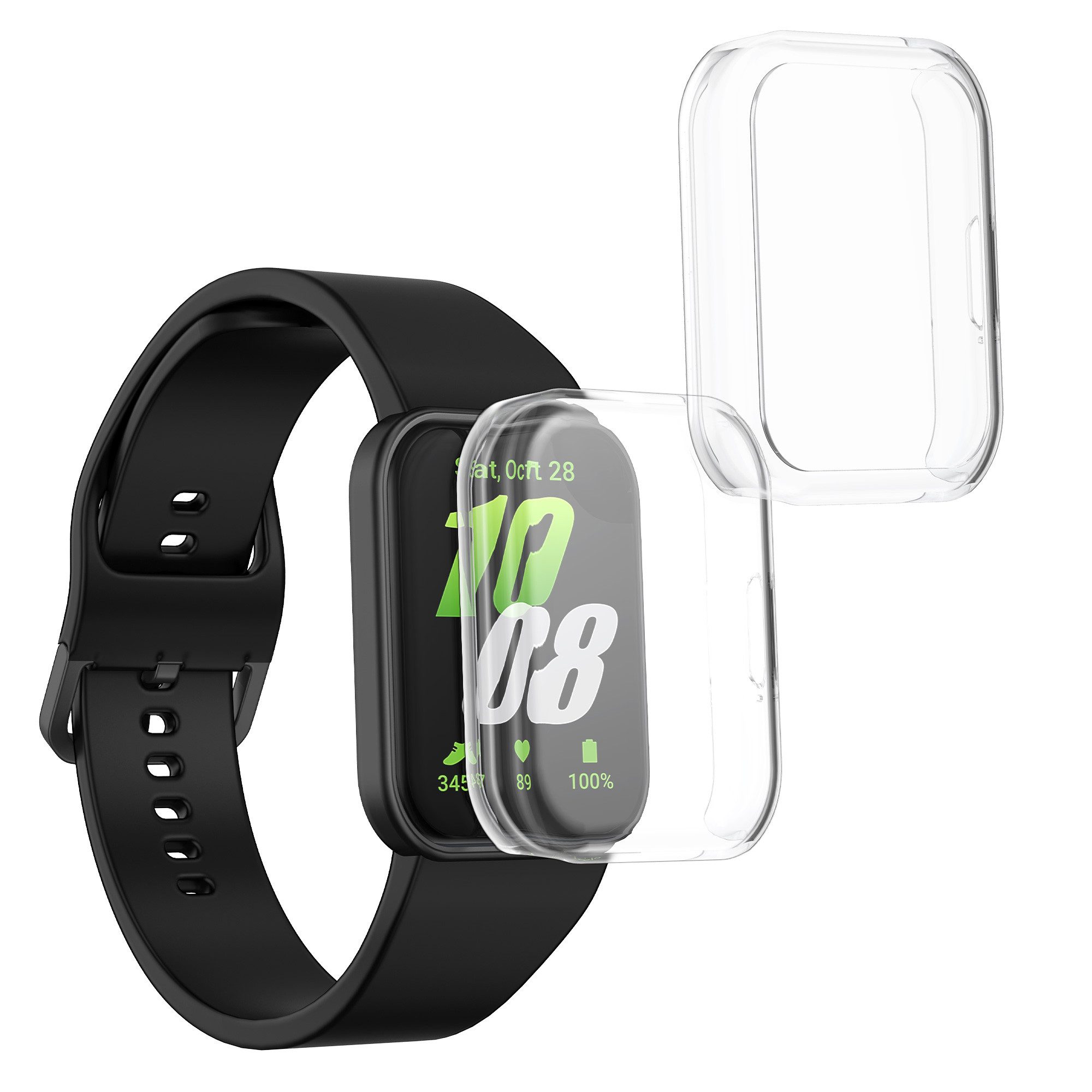 kwmobile Smartwatch-Hülle 2x Silikon Hülle für Samsung Galaxy Fit 3, Schutzhülle Fullbody Display Cover Set aus Silikon