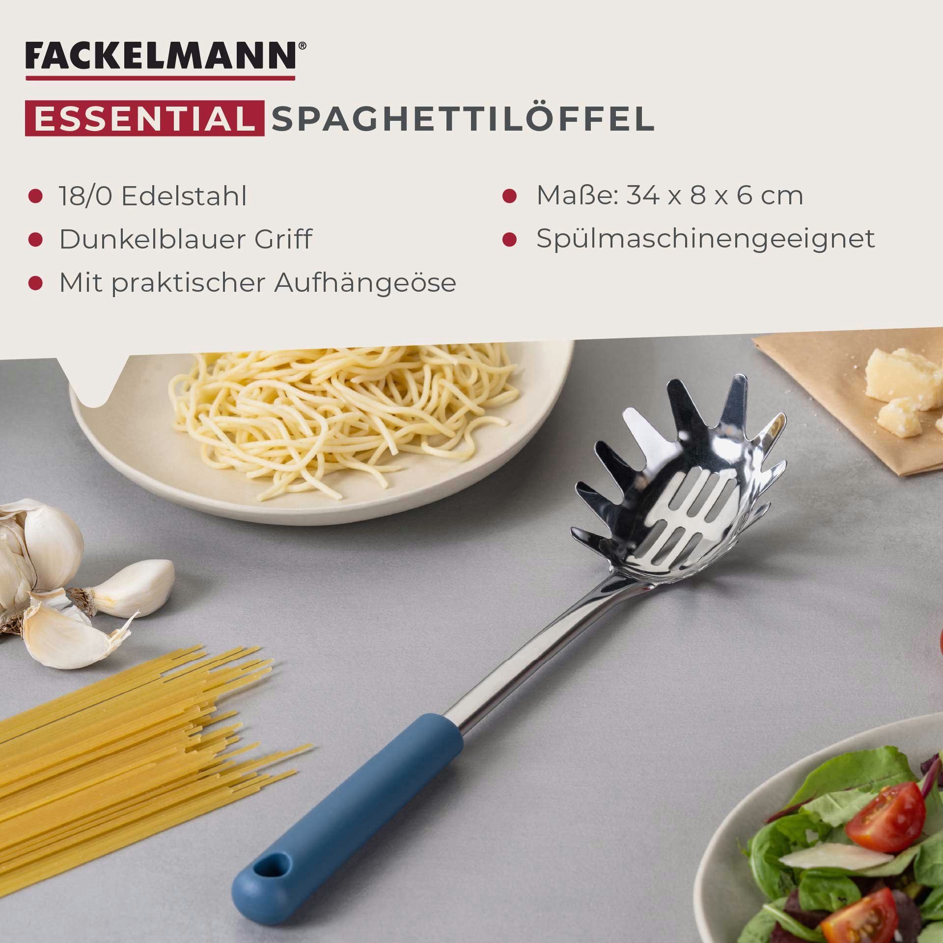 FACKELMANN Nudellöffel Spaghettilöffel, Pastaheber, Servierlöffel