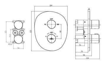 Villeroy & Boch Unterputzarmatur Antao Unterputz-Thermostat, mit Umsteller, Wandmontage - Brushed Nickel Matt