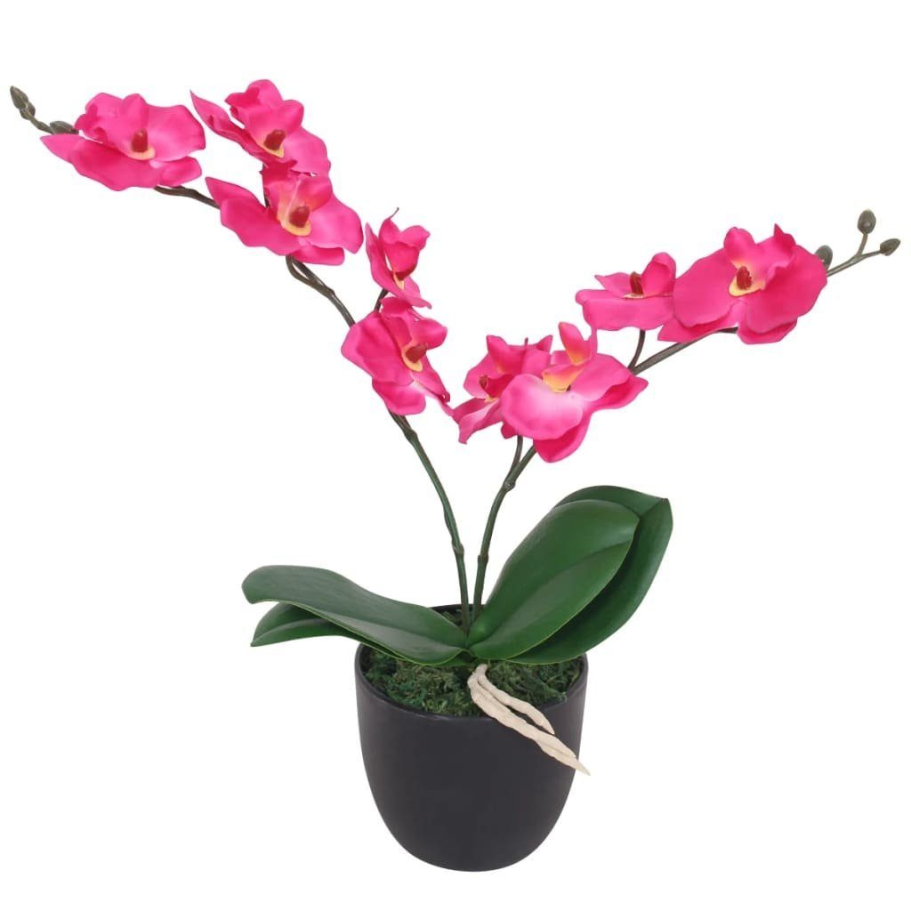 Kunstrasen Künstliche Orchidee mit Topf 30 cm Rot, vidaXL, Höhe: 30 mm