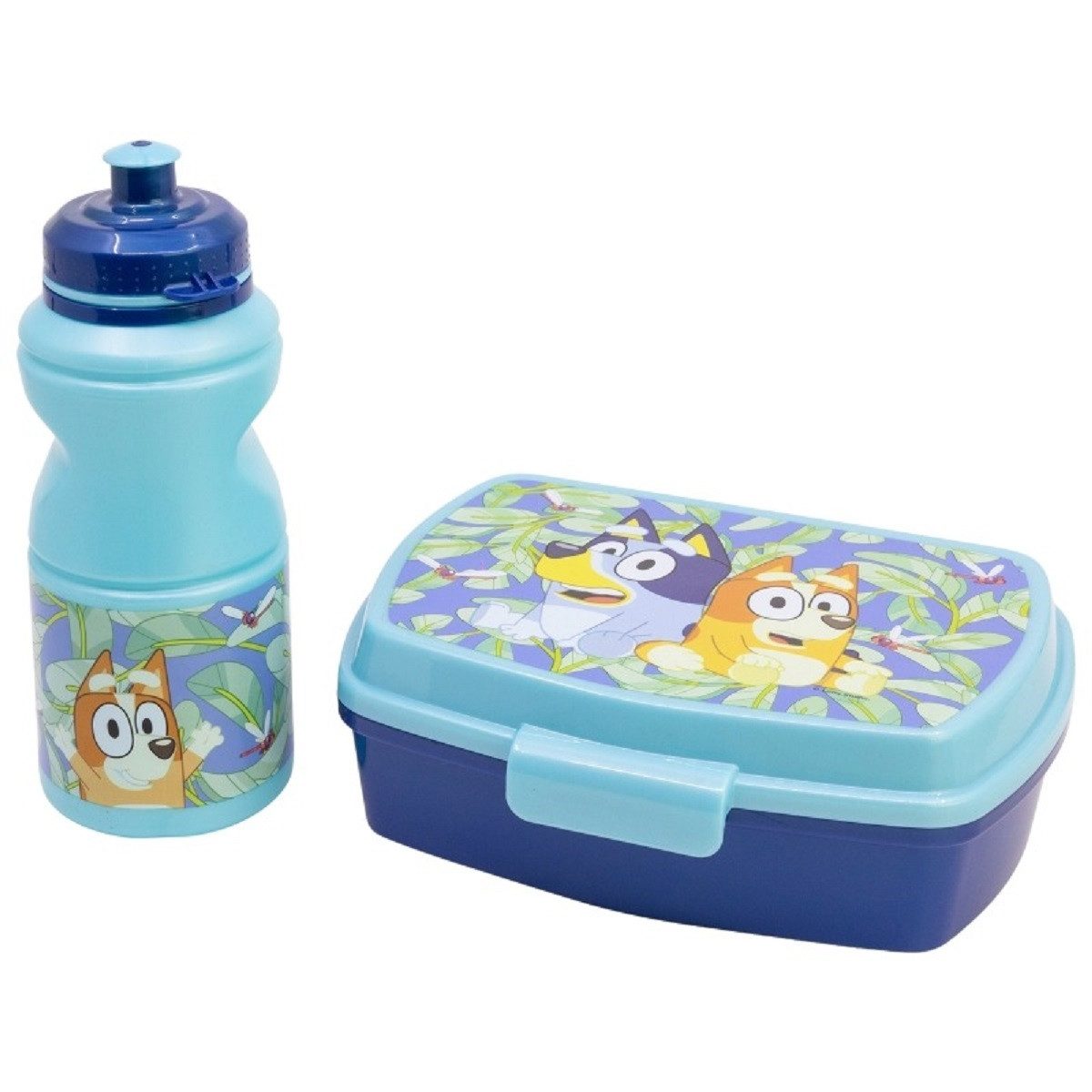 Stor Trinkflasche Bluey Set mit 380 ml Wasserflasche und Brotdose Lunchbox-Set, 380 ml