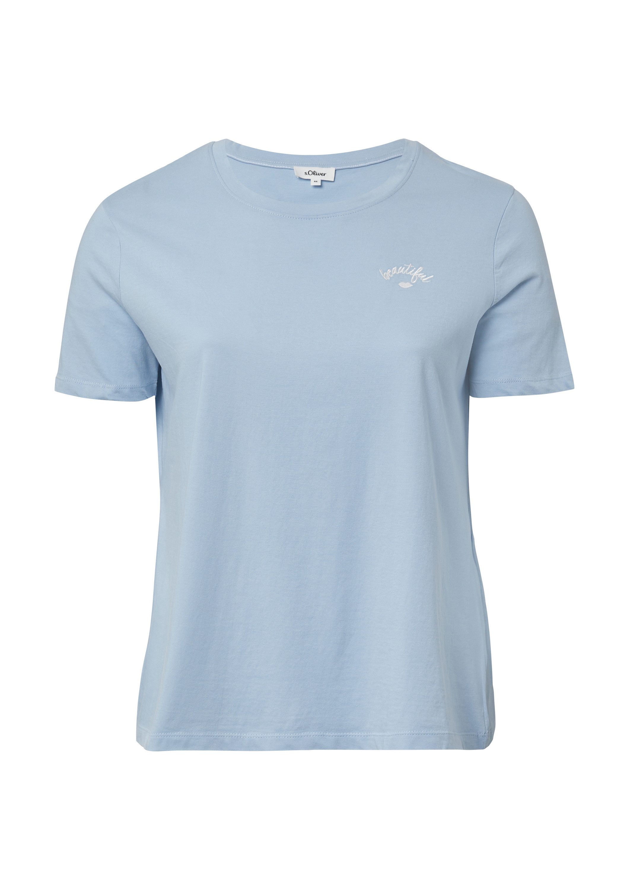 s.Oliver Kurzarmshirt T-Shirt Jersey-Shirt aus Baumwolle mit Stickerei günstig online kaufen