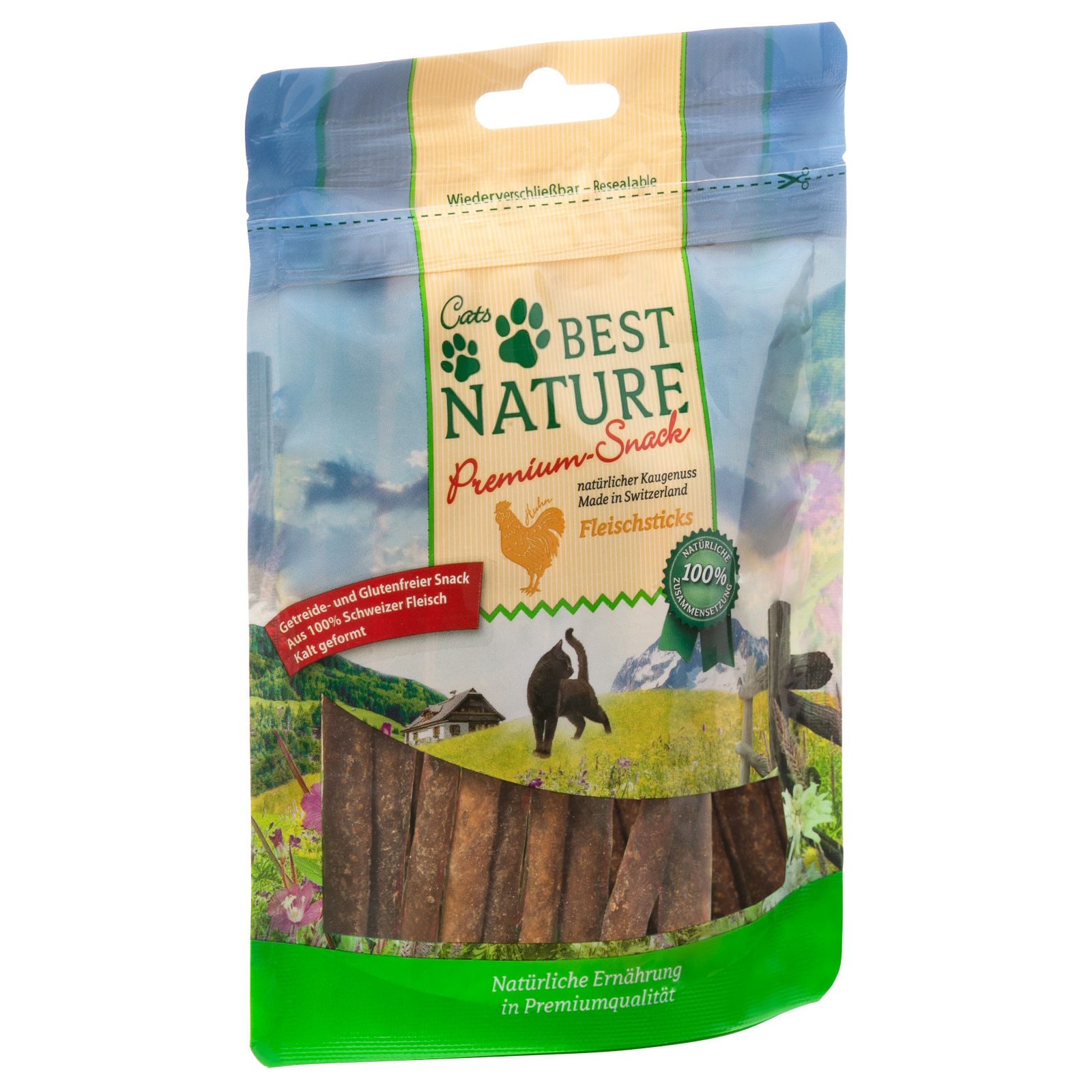 Best Nature Premium Snack für Katzen, 50 g, Hähnchenfleischsticks, Snack für: Katze