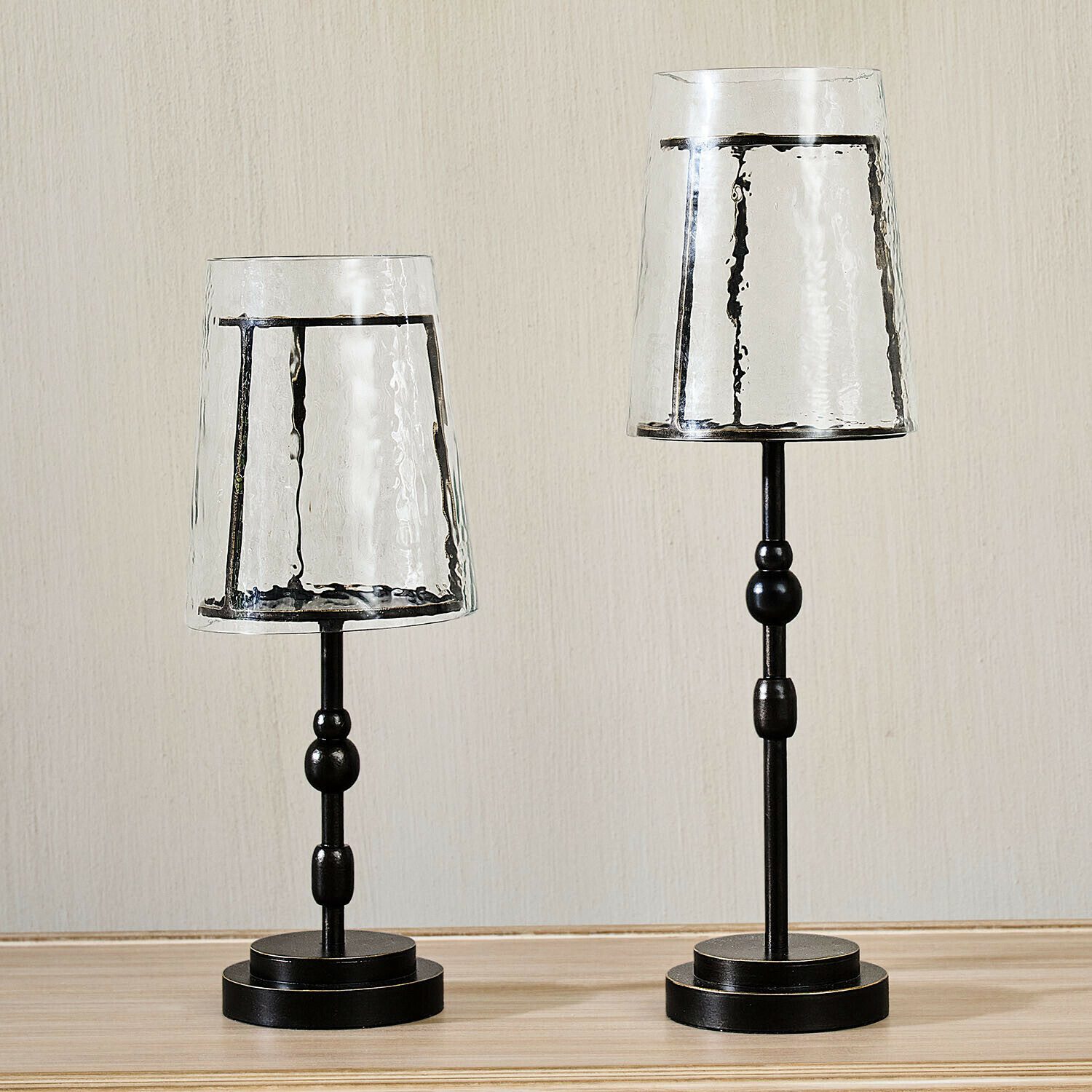 Mirabeau Kerzenständer Kerzenhalter 2er Set Hartcliff dunkelbraun/klar