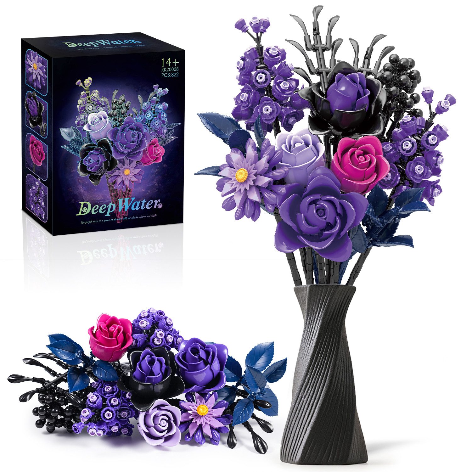Esun Blumen Rosen für Erwachsene mädchen Игрушки Flowers Bausteinen Конструктора, (SET, 822 St., Komplettset), Geschenk fürFrauen Home Deko für Geburtstag 822St.