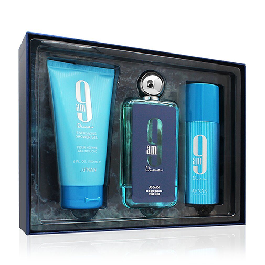 Afnan Hautpflege-Set 9AM Dive - EDP 100ml + Deodorant ve spreji 150ml + sprchový gel 150ml