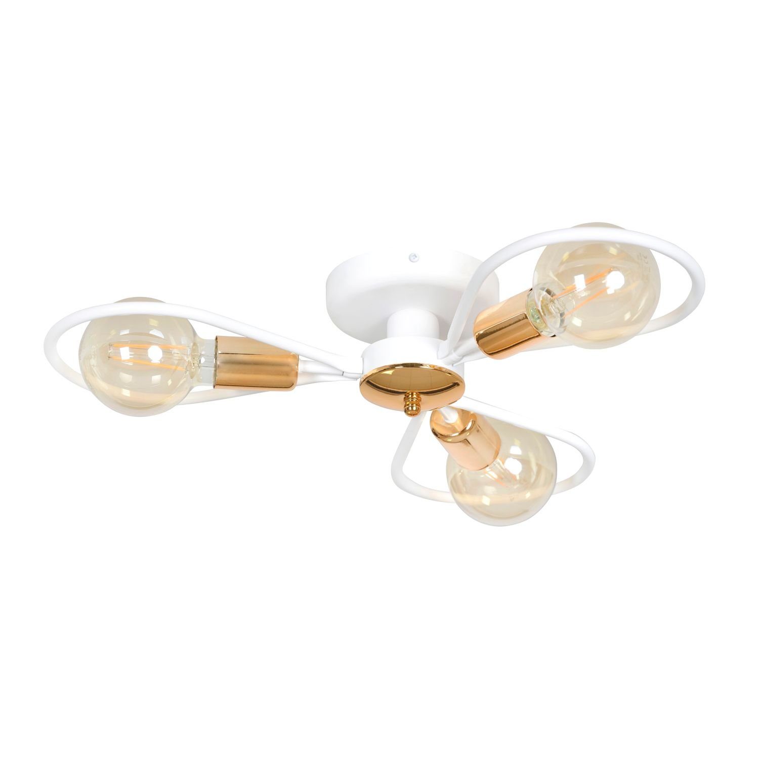 Design in Ø60cm Leuchtmittel, ohne Weiß RYAN, Licht-Erlebnisse Deckenleuchte E27 elegant Wohnzimmer Kupfer Deckenlampe