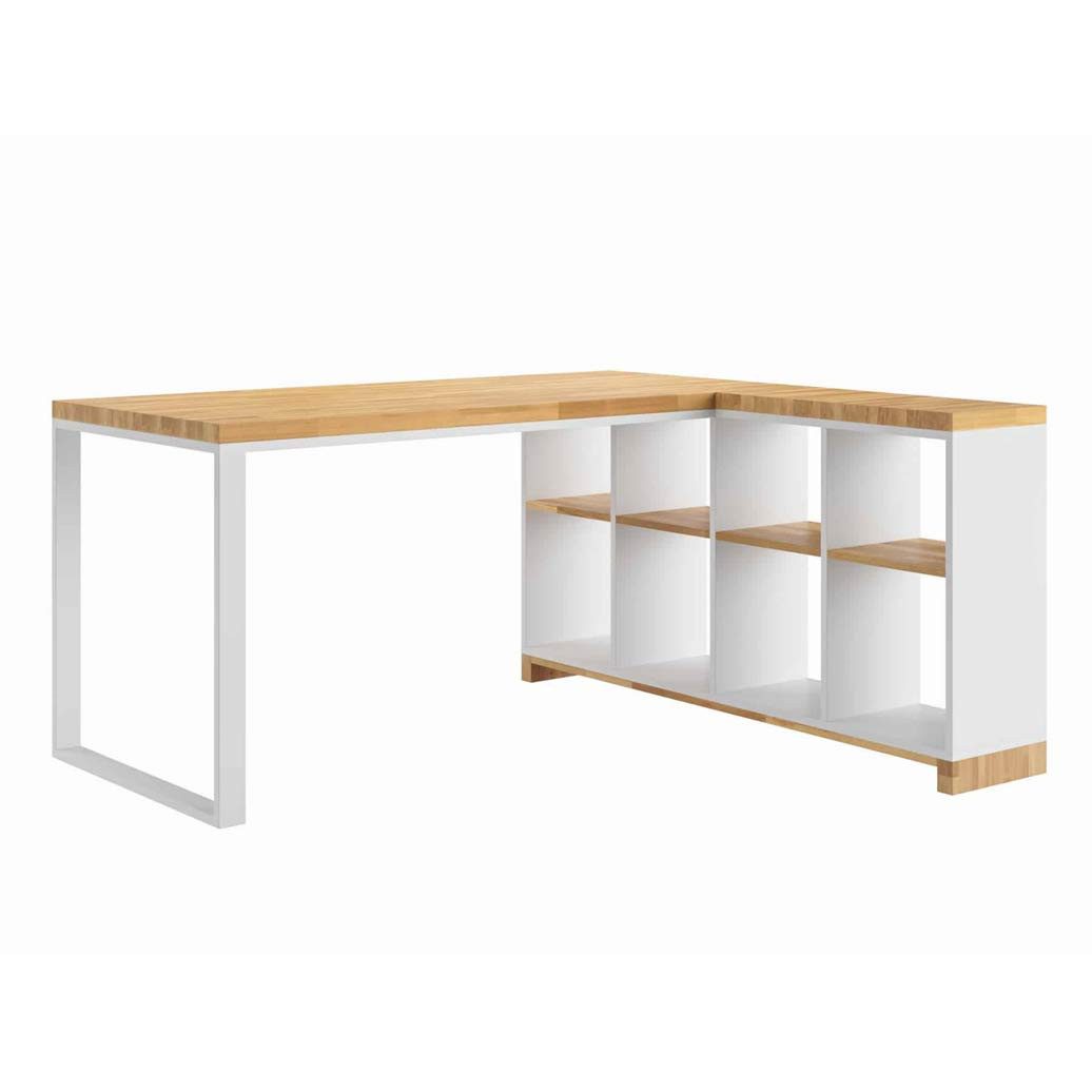 Deerhorn Eckschreibtisch Modern Office L-Form mit Ablagefächern PREMIUM-QUALITÄT, 38 mm starke Eichenplatte