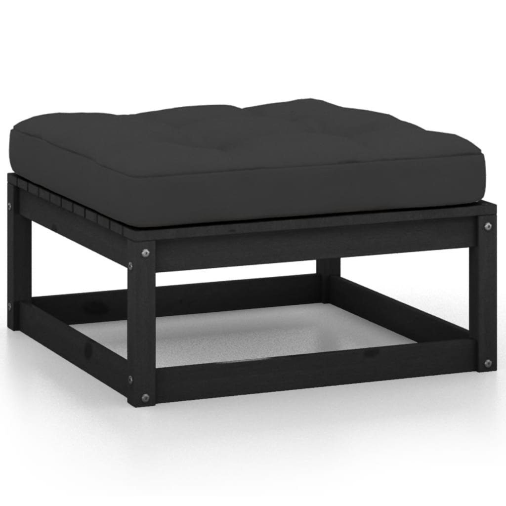 Garten-Lounge-Set Kiefer Loungesofa Massivholz, Teile Kissen mit vidaXL Schwarz 1 3-tlg.