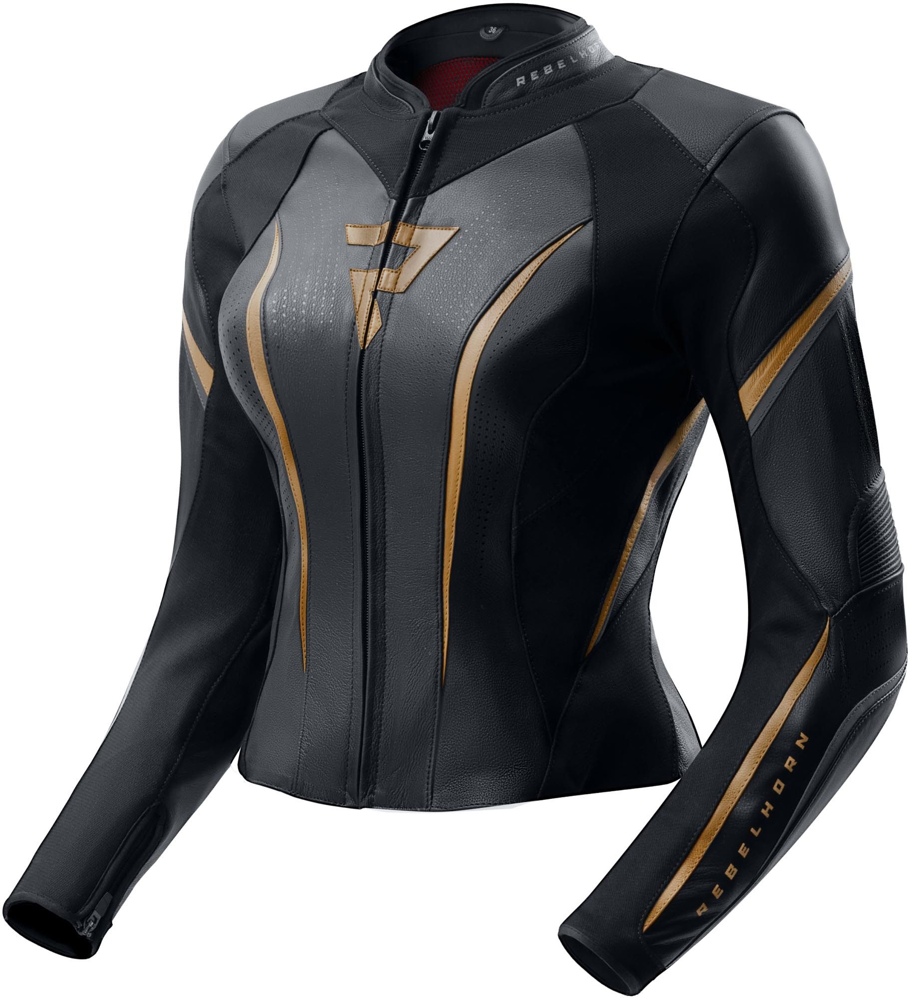 Rebelhorn Motorradjacke Diva ST Damen Motorrad Lederjacke Rückenprotektor enthalten,Verbindungsreißverschluss,Ellenbogenpro