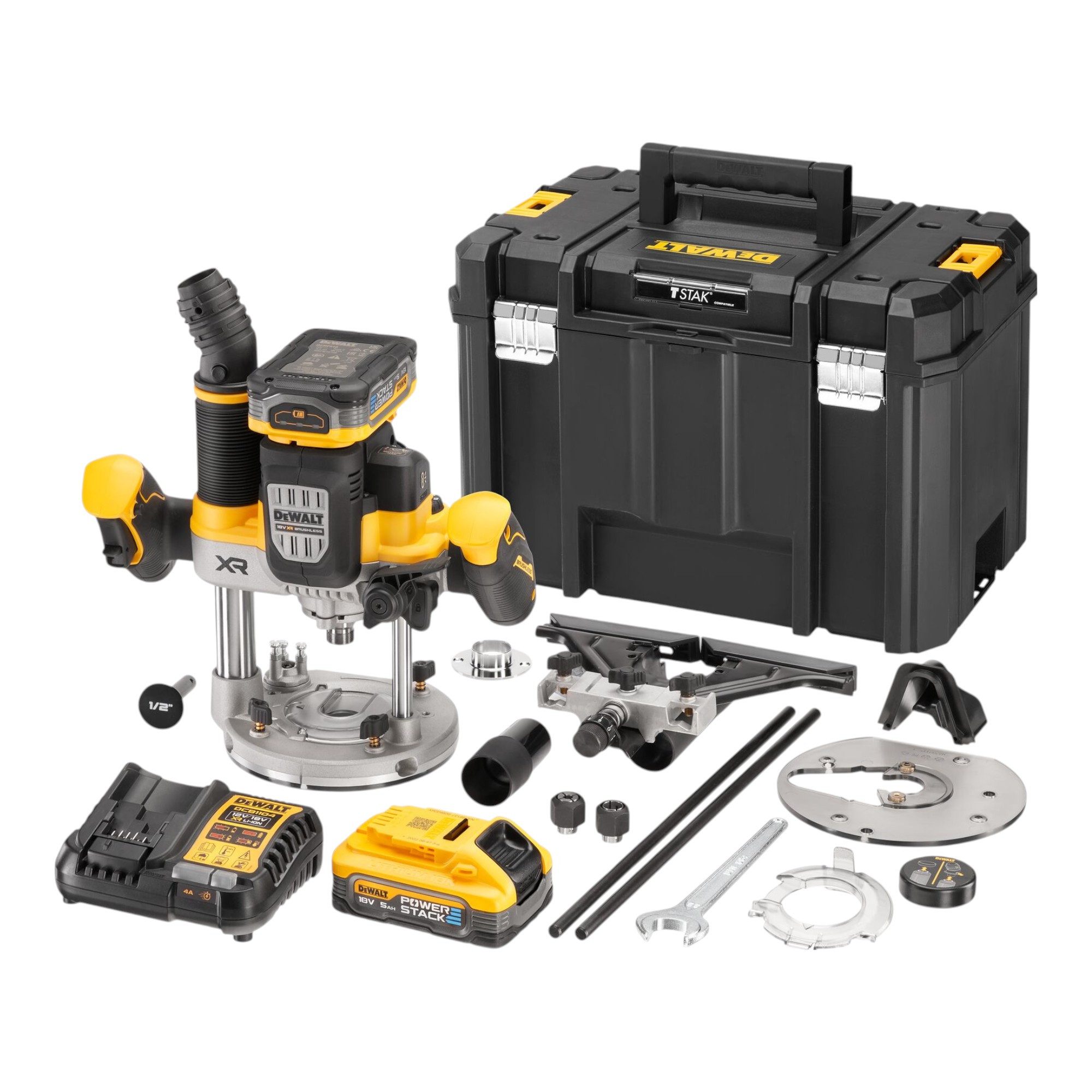 DeWalt Oberfräse DCW 620 H2T Akku Oberfräse 18 V 12 mm Brushless + 2x Powerstack Akku