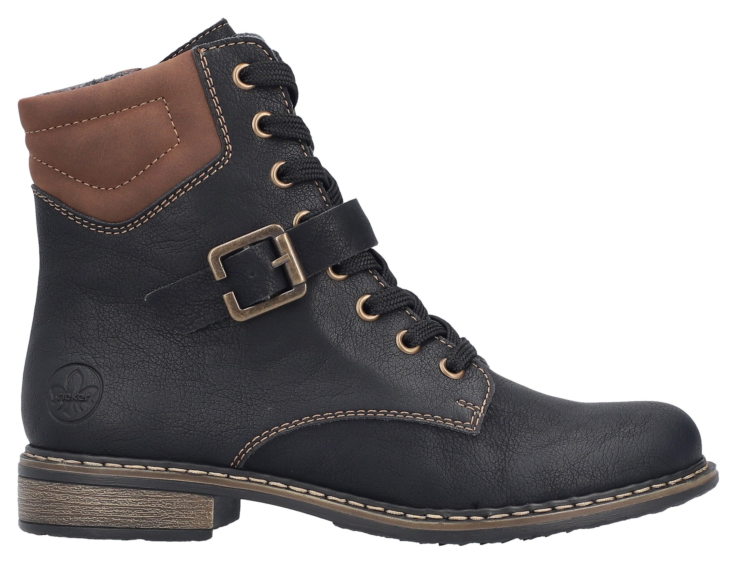 Rieker Schnürstiefelette Schnürboots, Stiefelette, Blockabsatz, mit gepolstertem Schaftrand