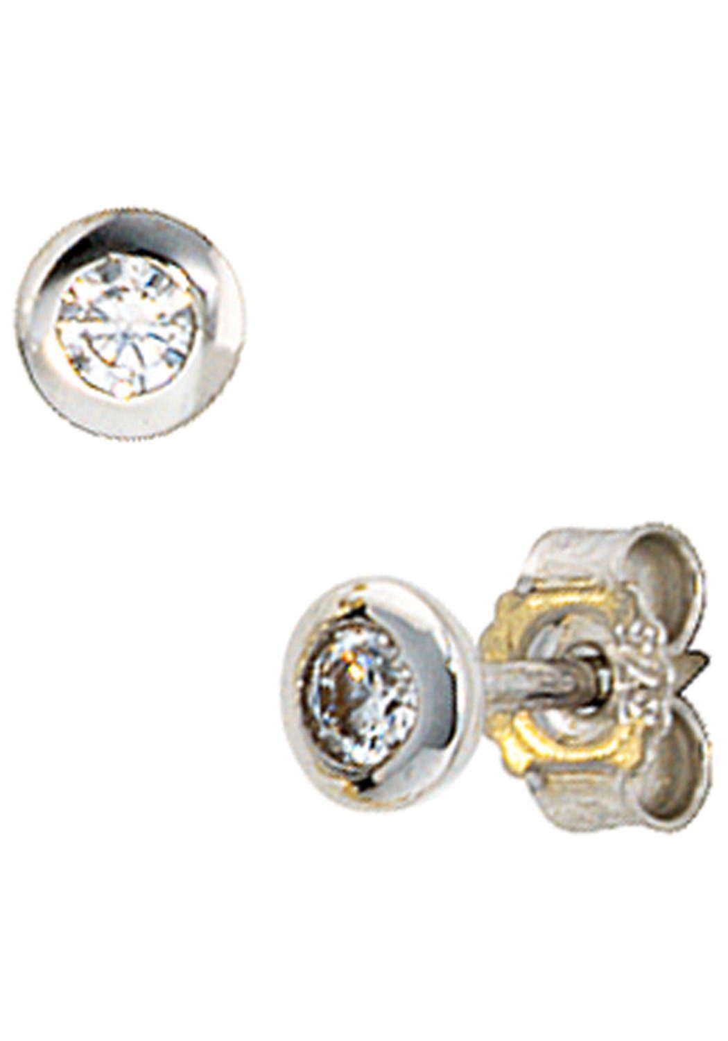 JOBO Paar Ohrstecker, rund 375 Weißgold mit Zirkonia günstig online kaufen